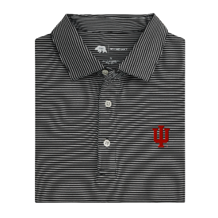 Indiana IU Birdie Stripe Performance Polo - Crimson