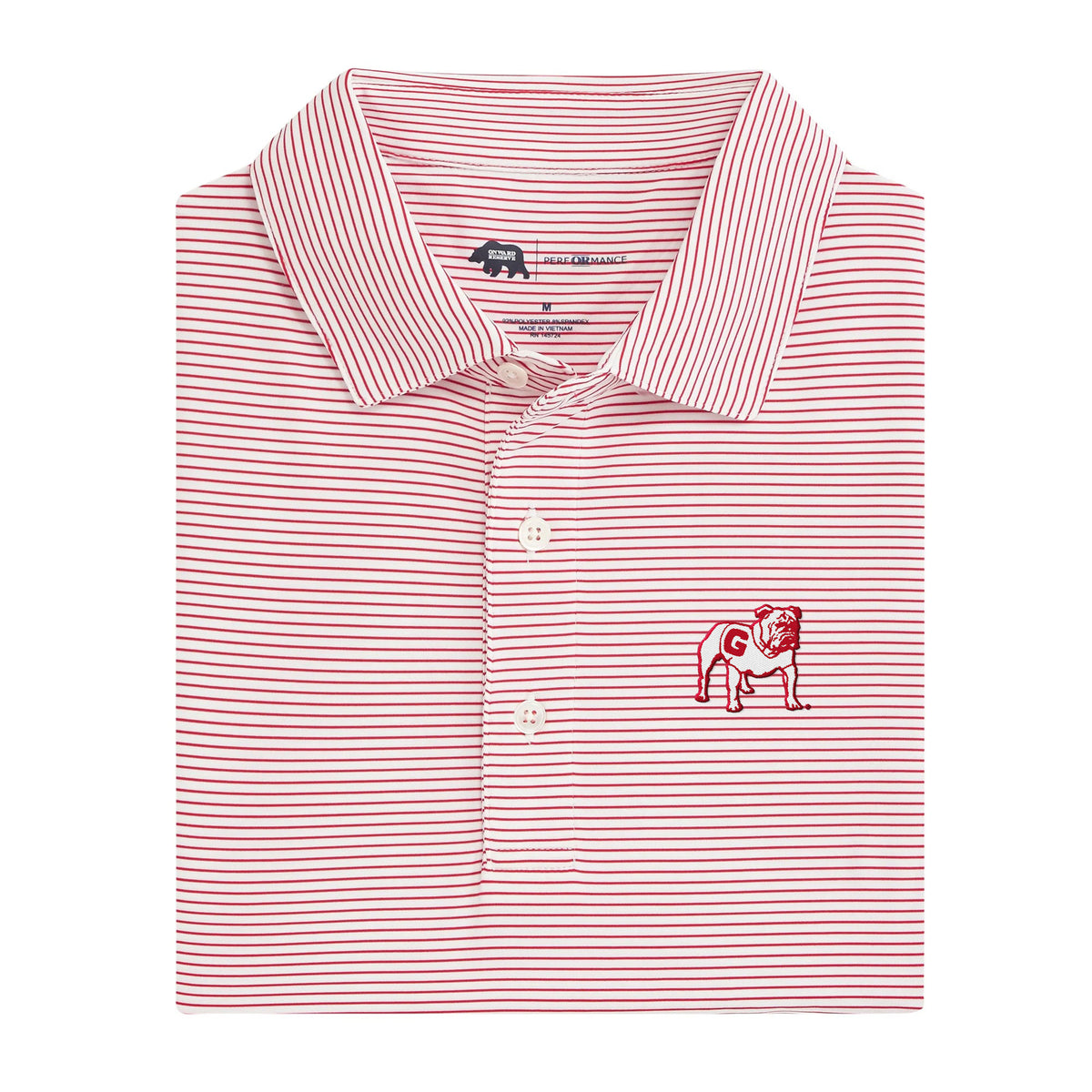 UGA Standing Bulldog Audible Birdie Stripe Performance Polo - Red