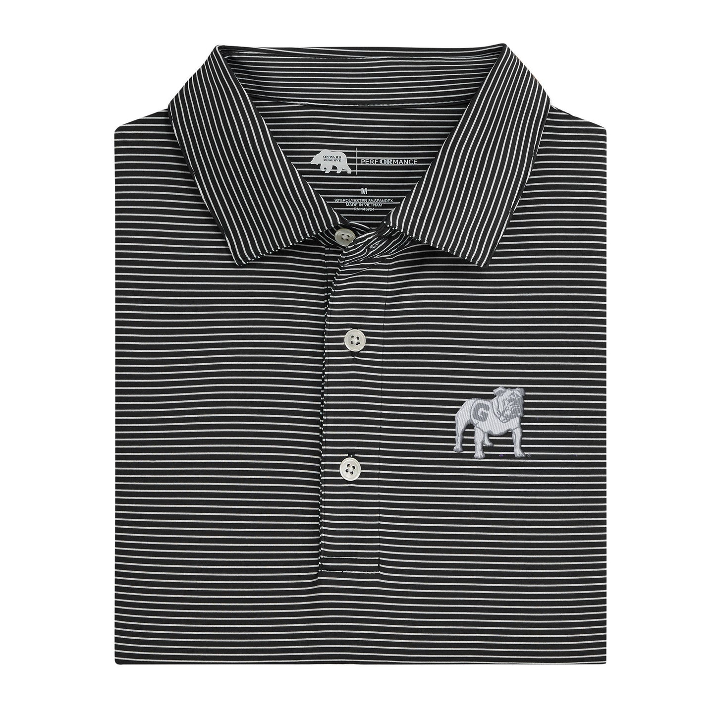 UGA Standing Bulldog Birdie Stripe Performance Polo - Red
