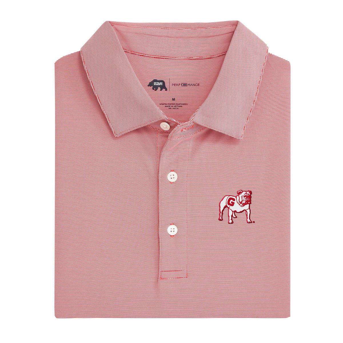 UGA Standing Bulldog Audible Hairline Stripe Performance Polo - Red