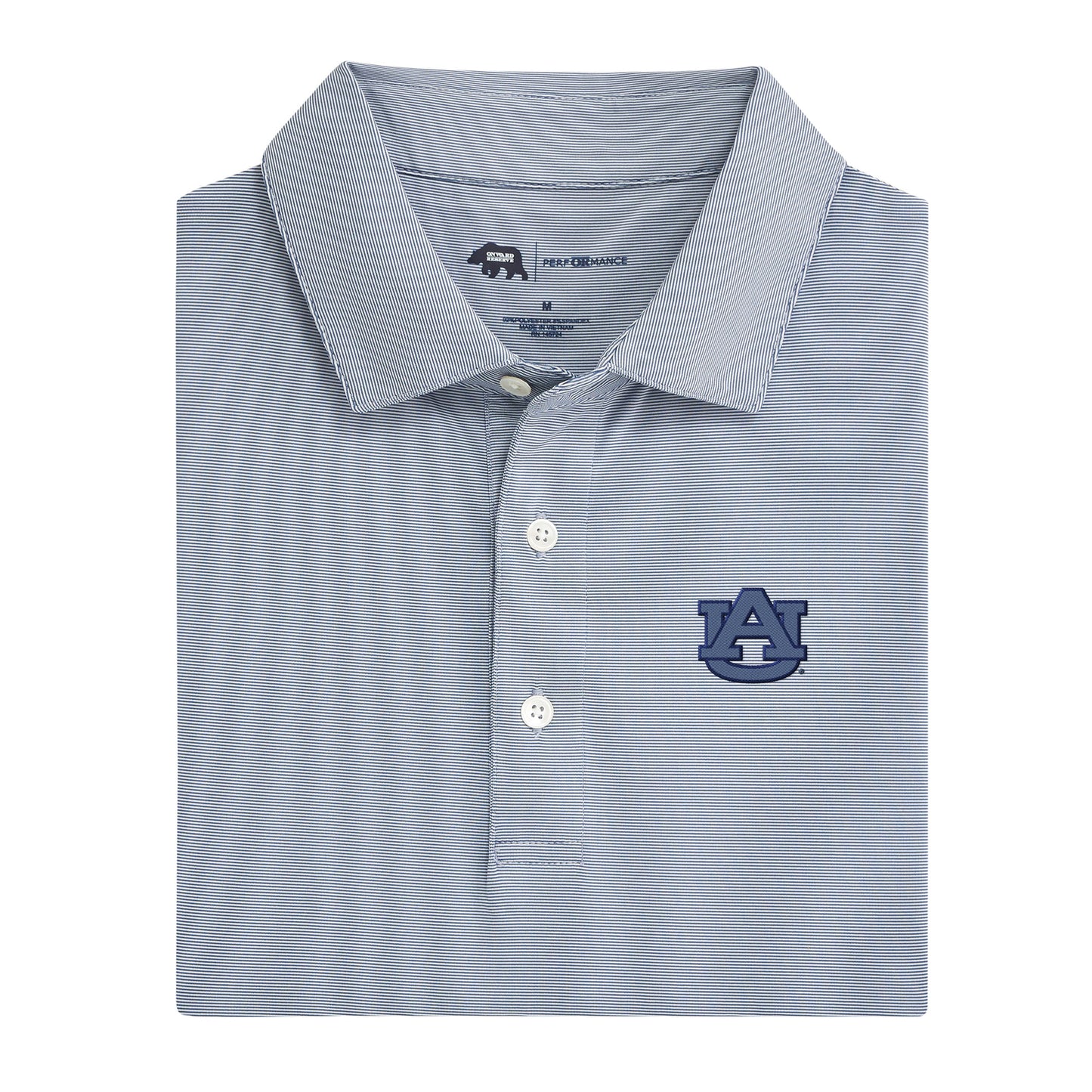 Auburn AU Hairline Stripe Performance Polo - True Navy