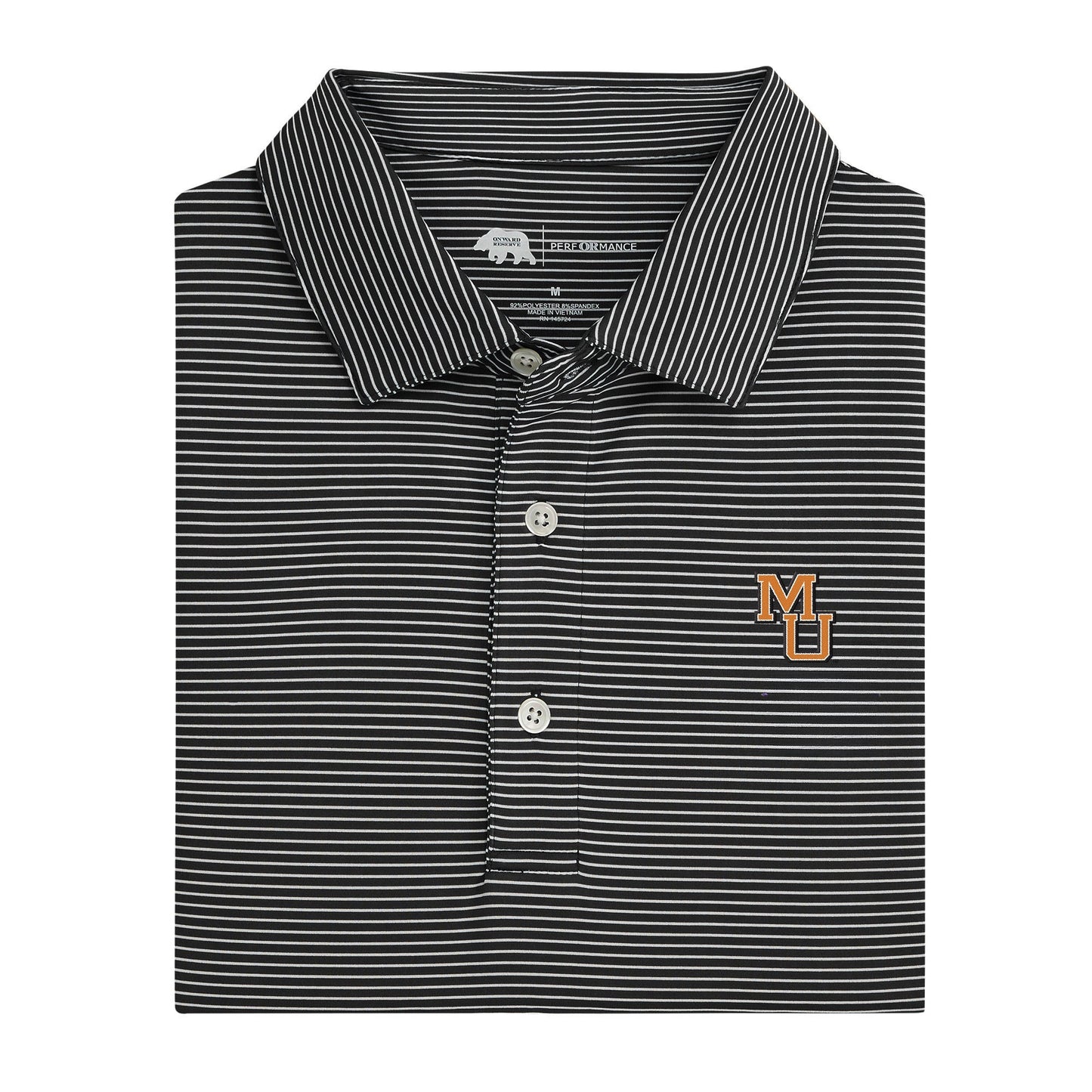 Mercer MU Birdie Stripe Performance Polo - Black/White