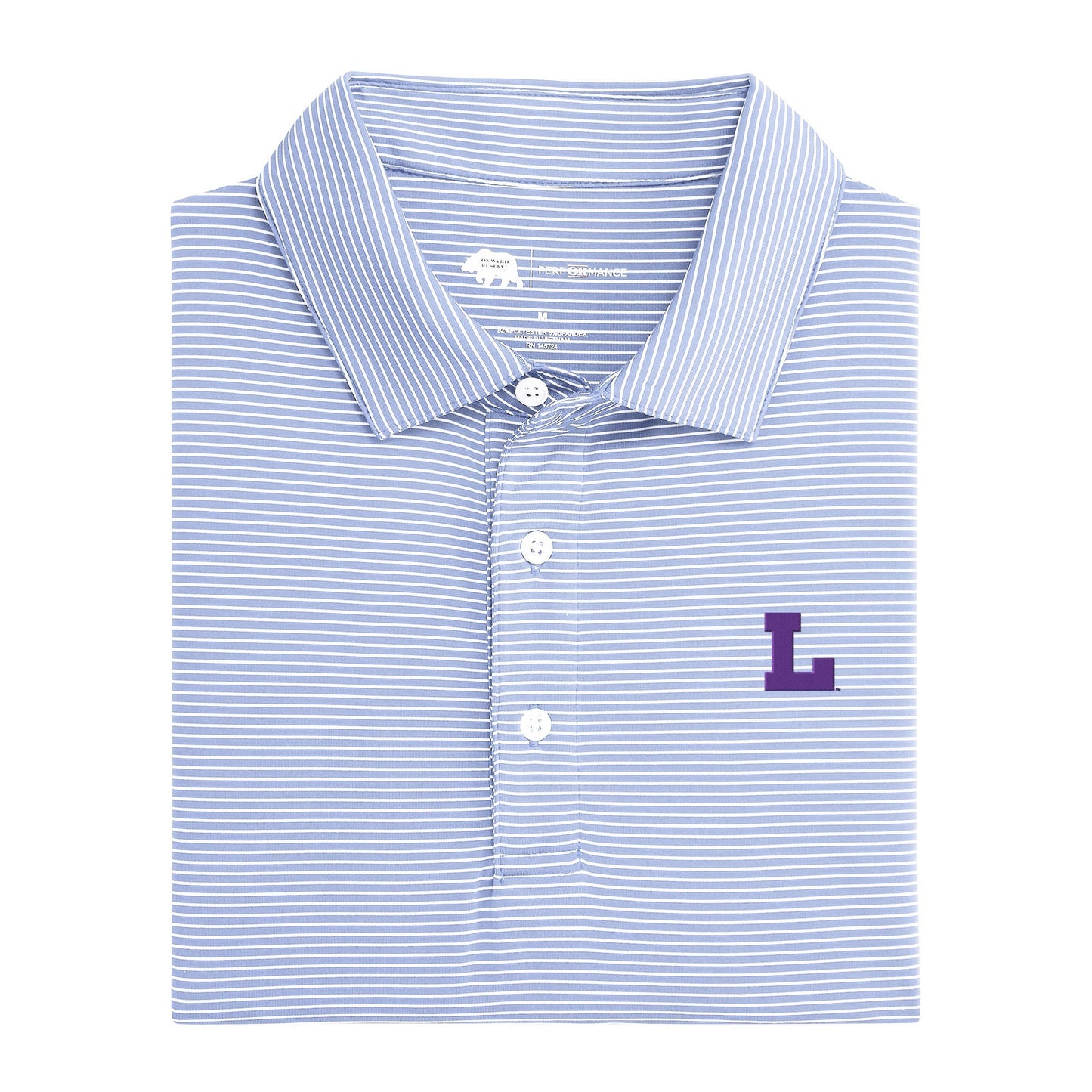 LSU Vintage Block L Birdie Stripe Performance Polo - Heron