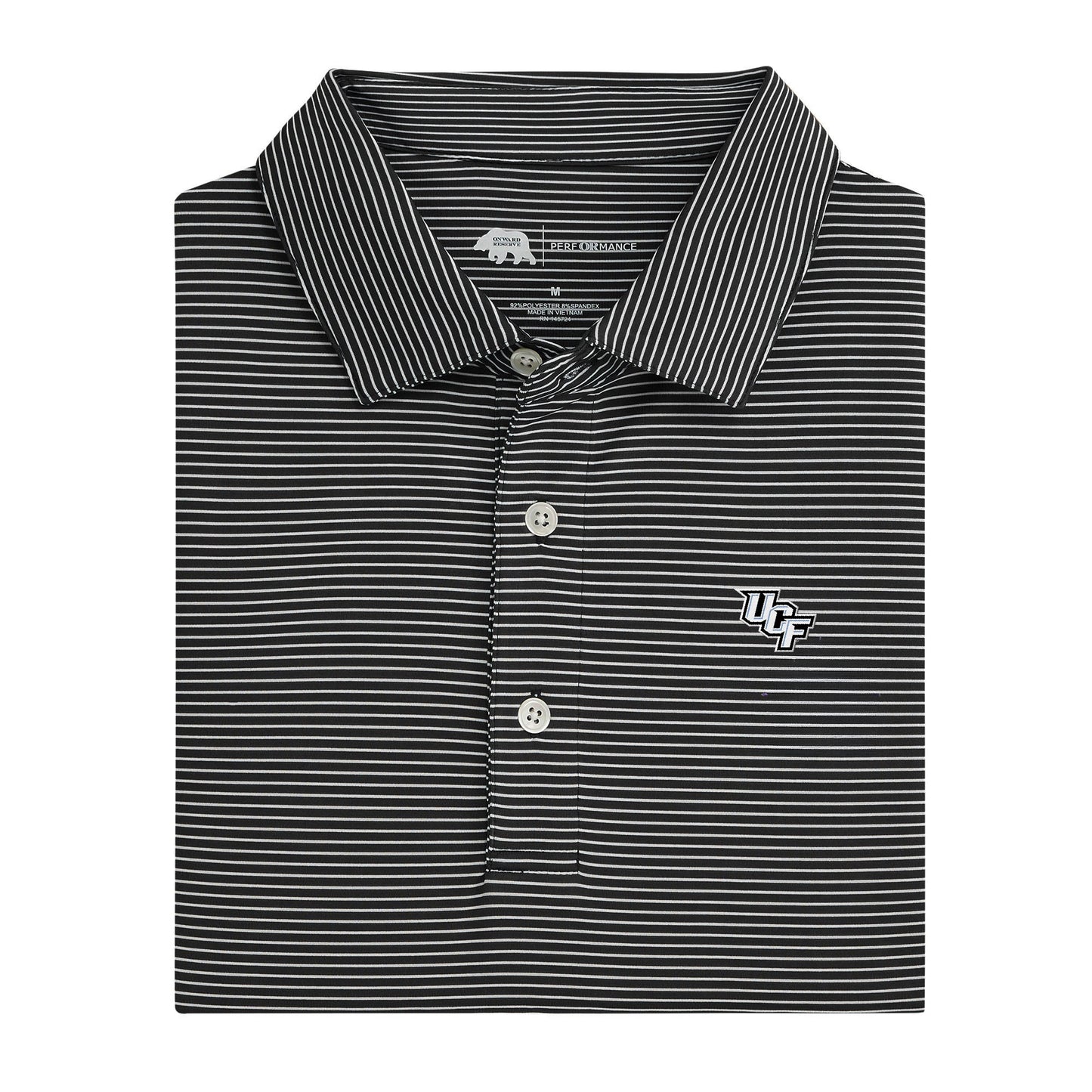 UCF Citronauts Birdie Stripe Performance Polo - Black/White