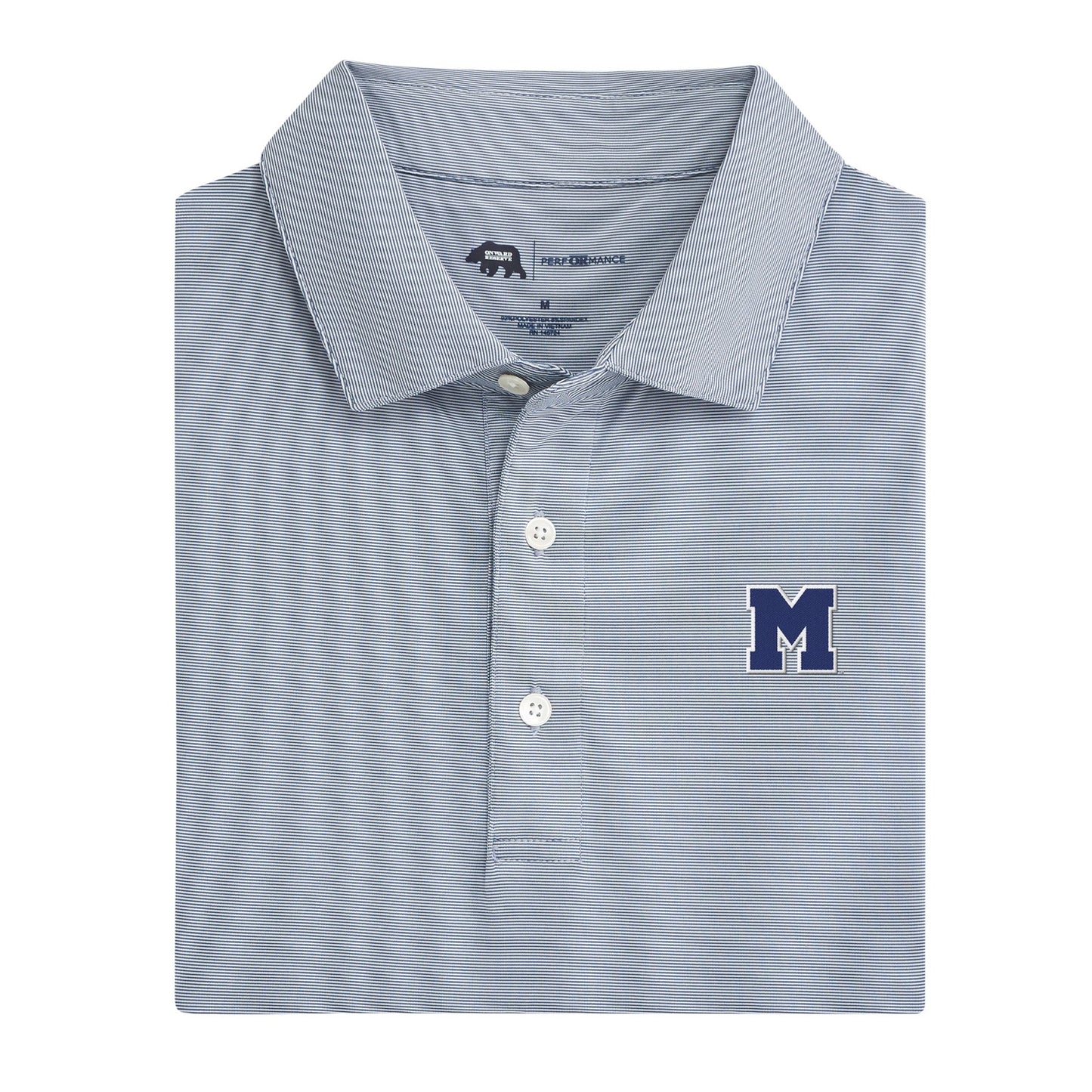 Ole Miss Vintage Block M Hairline Stripe Performance Polo - True Navy
