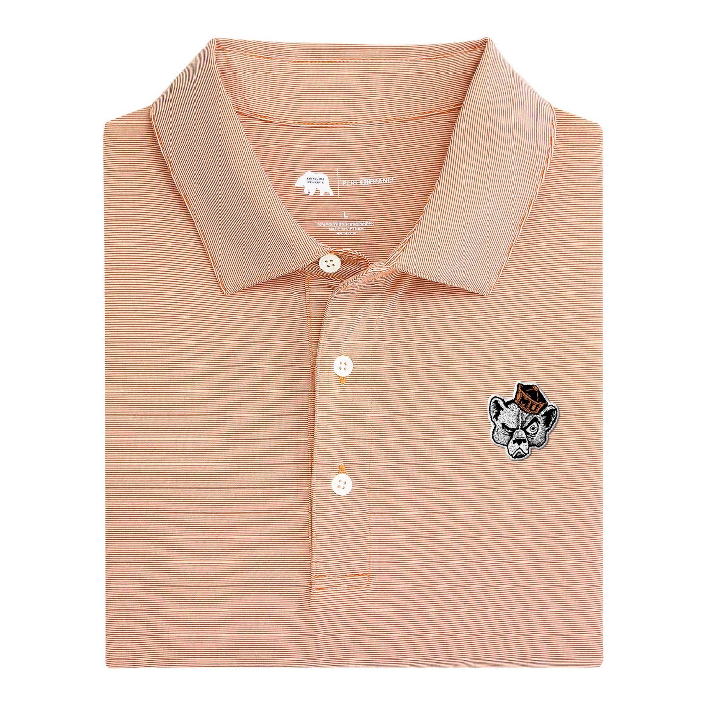 Mercer Sailor Bear Hairline Stripe Performance Polo - Orange