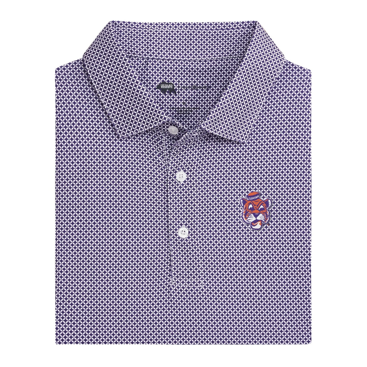 Clemson Vintage Sailor Tiger Scope Printed Performance Polo - Purple