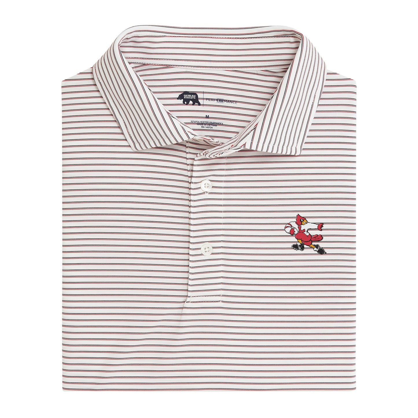 Louisville Vintage Football Cardinal Scout Stripe Performance Polo - Red