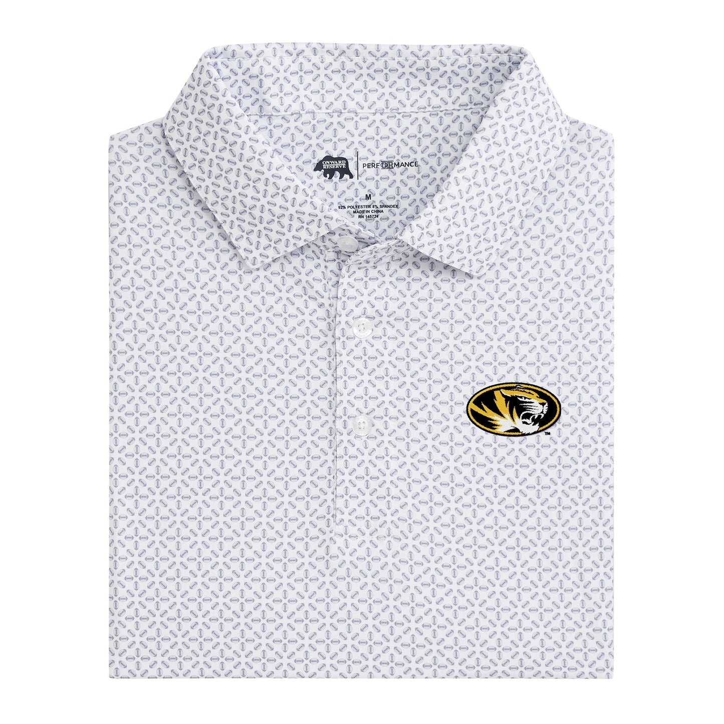 Missouri Tiger Head Gameday Printed Performance Polo - White