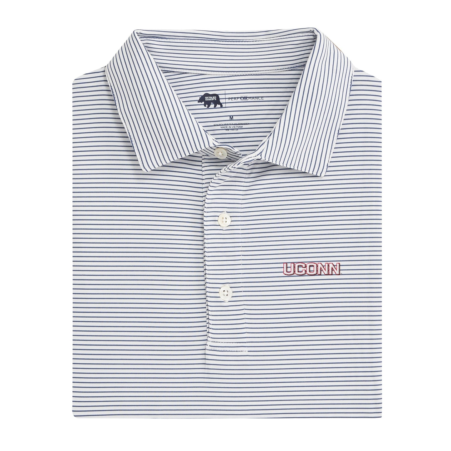 UConn Primary Birdie Stripe Performance Polo - True Navy