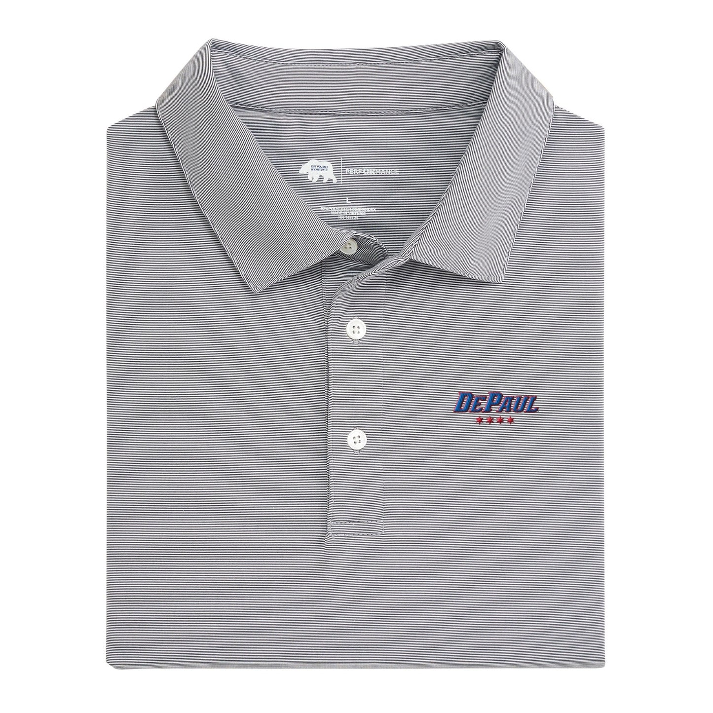 DePaul Stars Hairline Stripe Performance Polo - Nine Iron