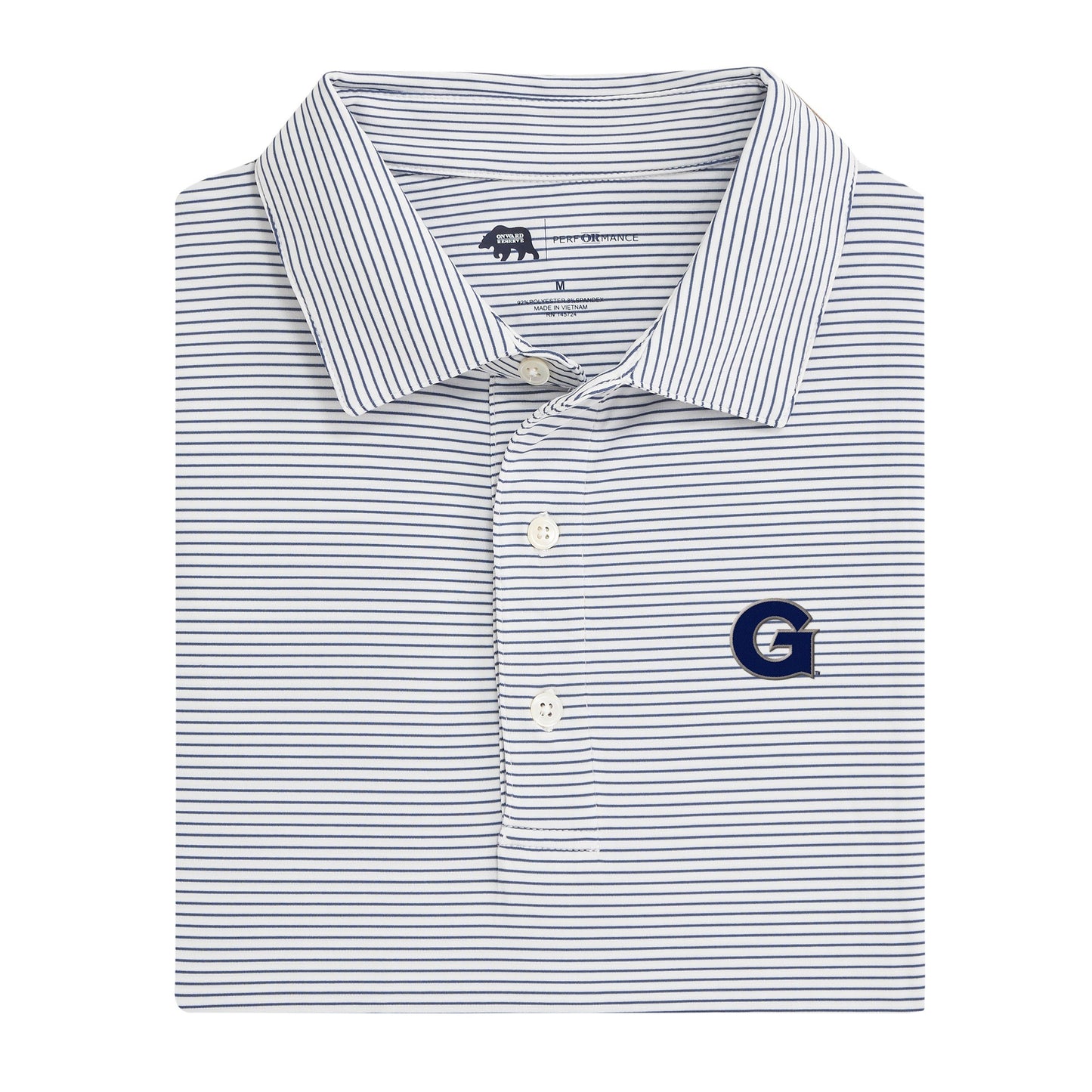 Georgetown G Birdie Stripe Performance Polo - True Navy