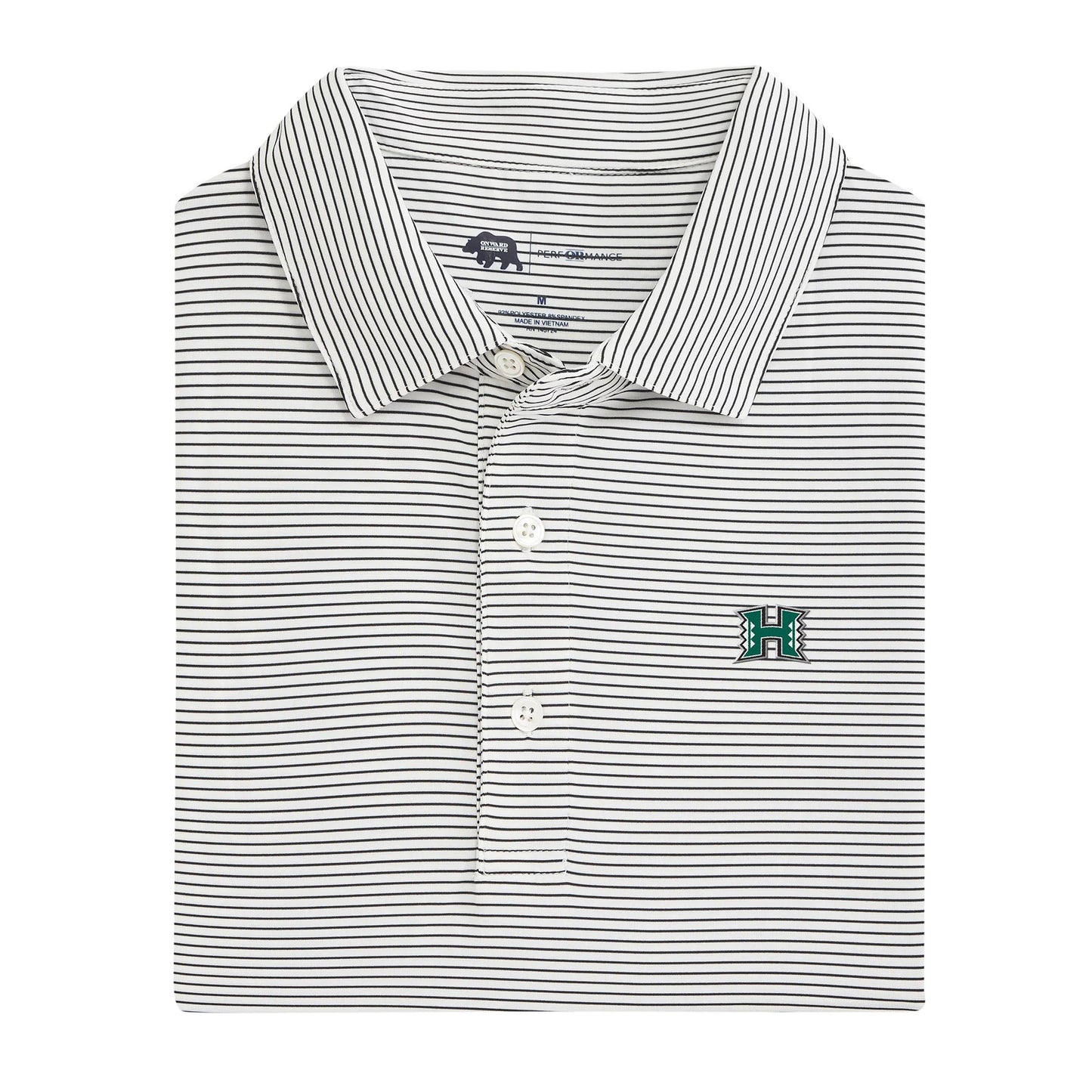 Hawai'i H Birdie Stripe Performance Polo - Black