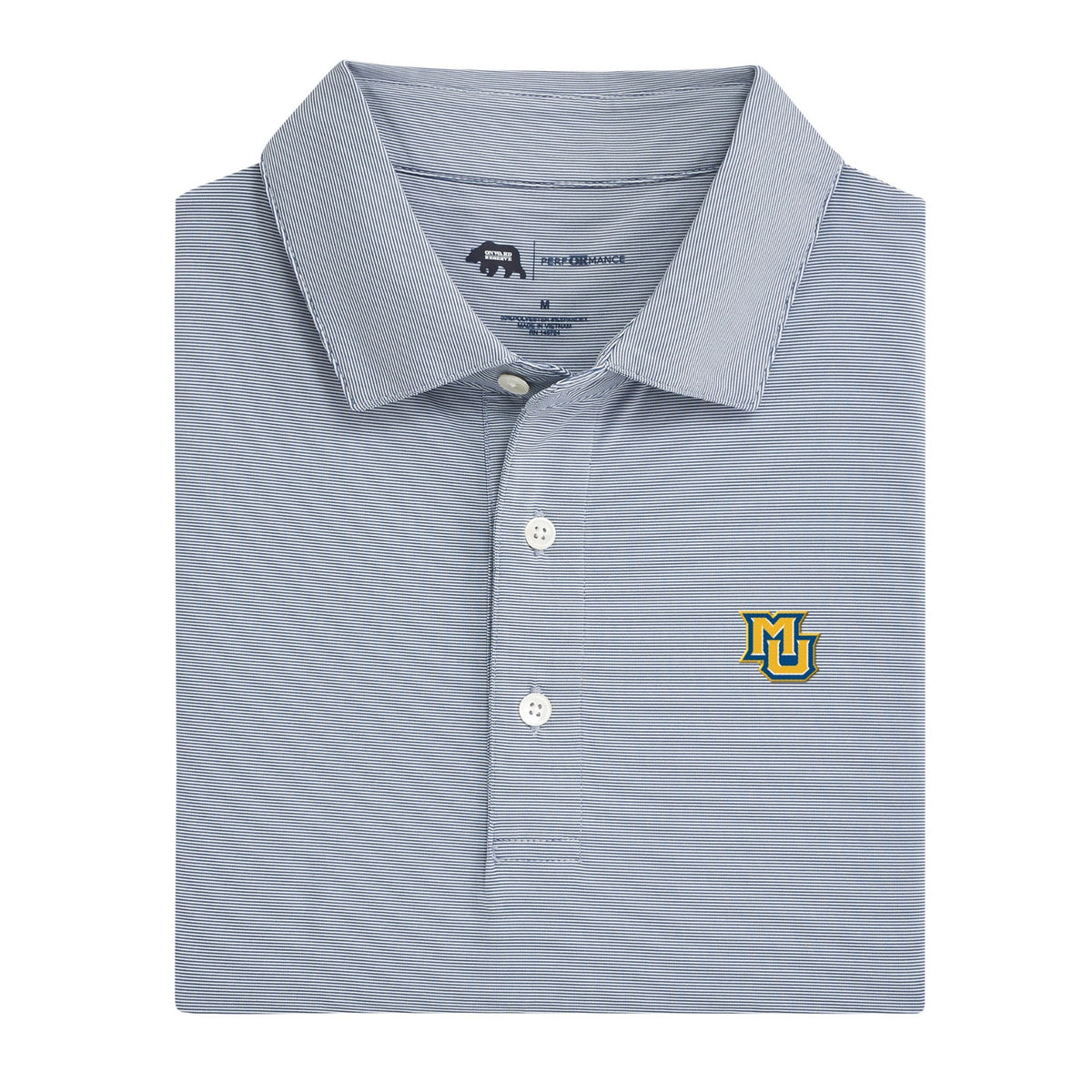 Marquette MU Hairline Stripe Performance Polo - True Navy