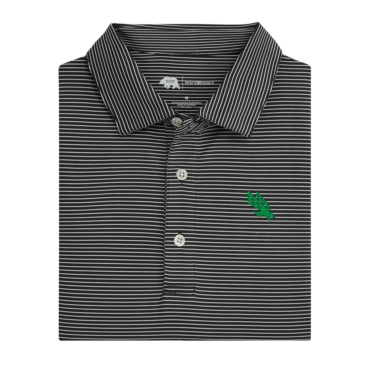 North Texas Diving Eagle Birdie Stripe Performance Polo - Black/White