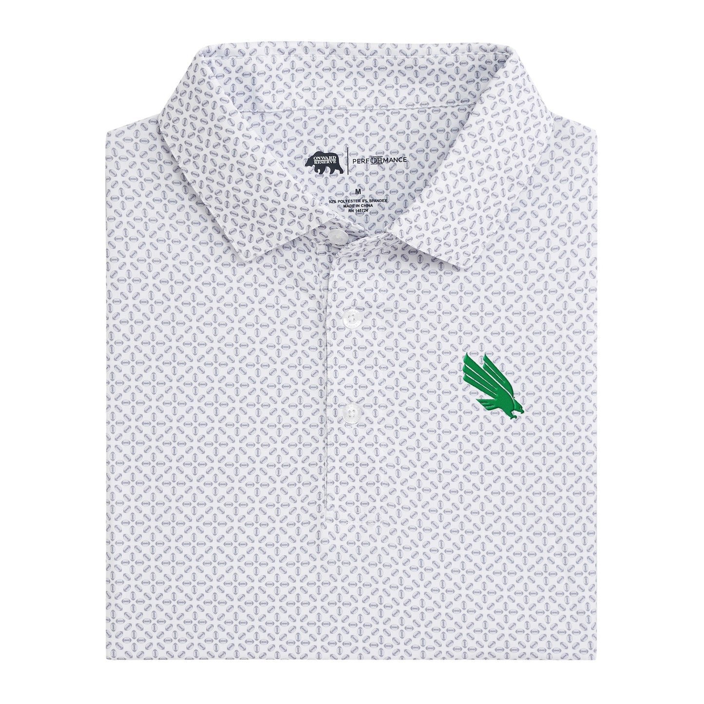 North Texas Diving Eagle Gameday Printed Performance Polo - White