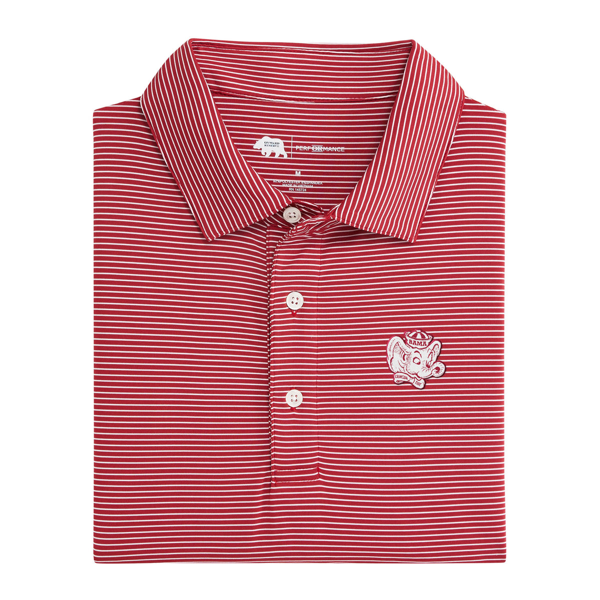 Alabama Big Al Audible Birdie Stripe Performance Polo - Crimson