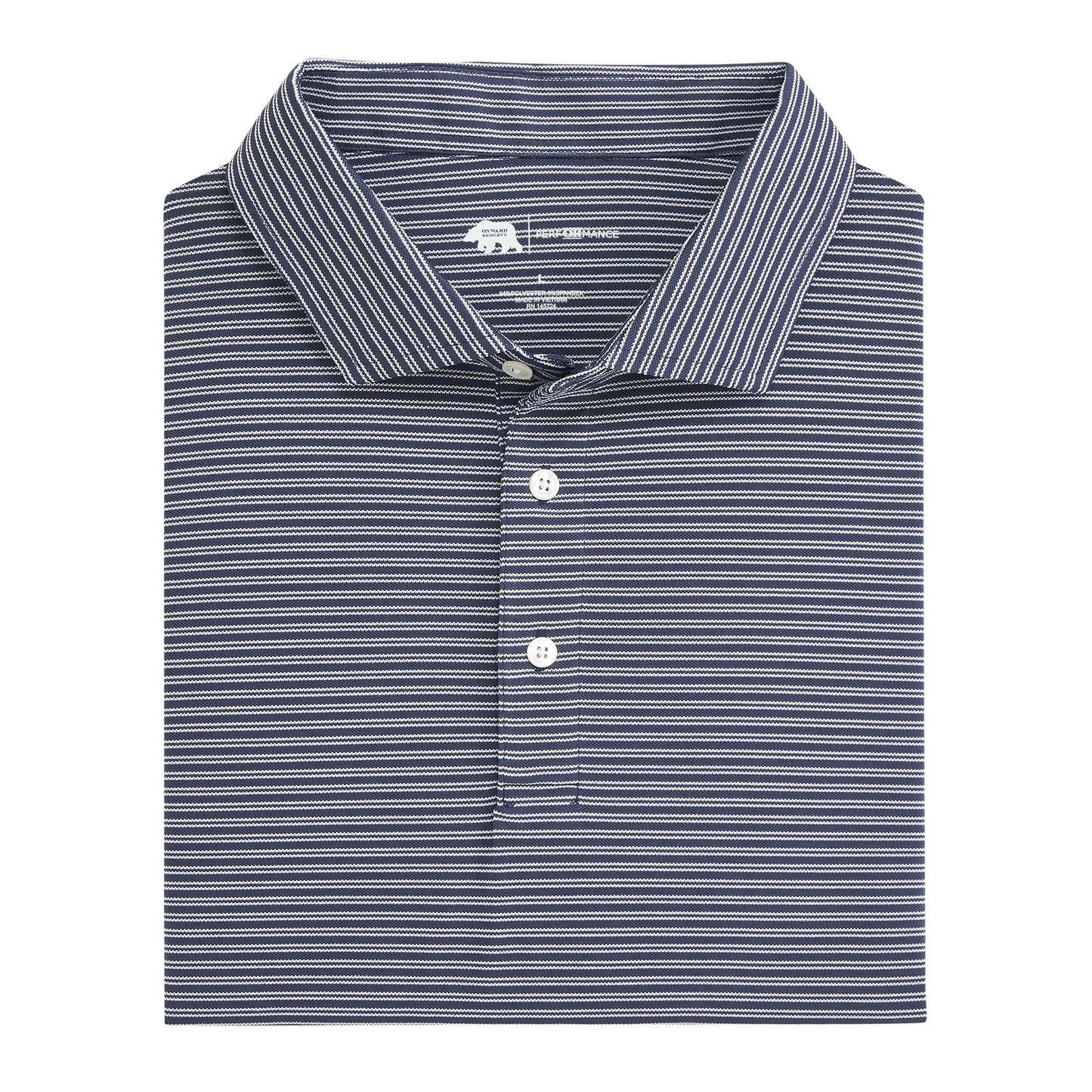 Pairing Stripe Performance Pique Polo - Dark Denim