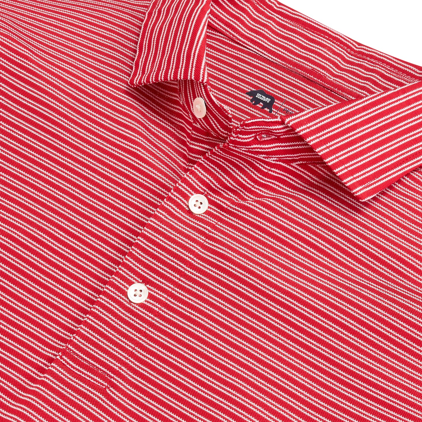 Pairing Stripe Performance Pique Polo - Red