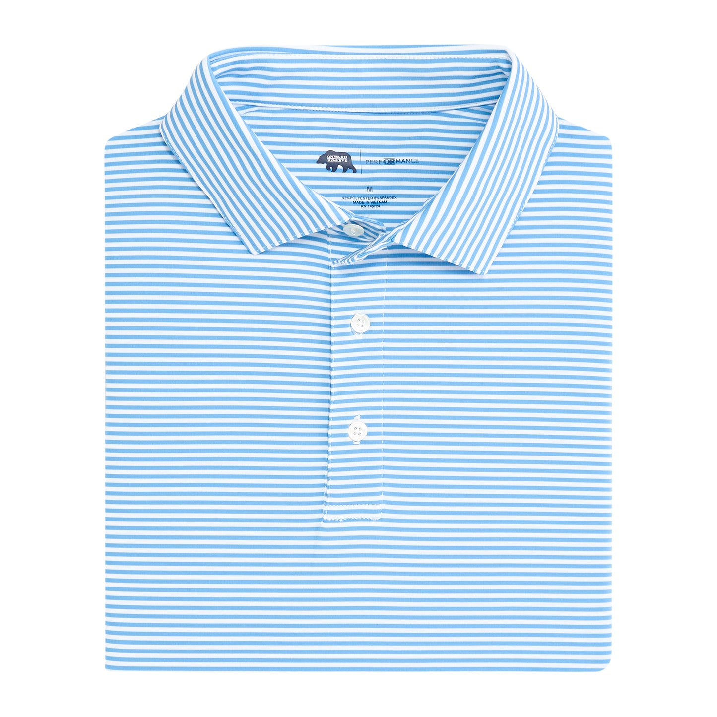 Echo Stripe Performance Polo - Sky