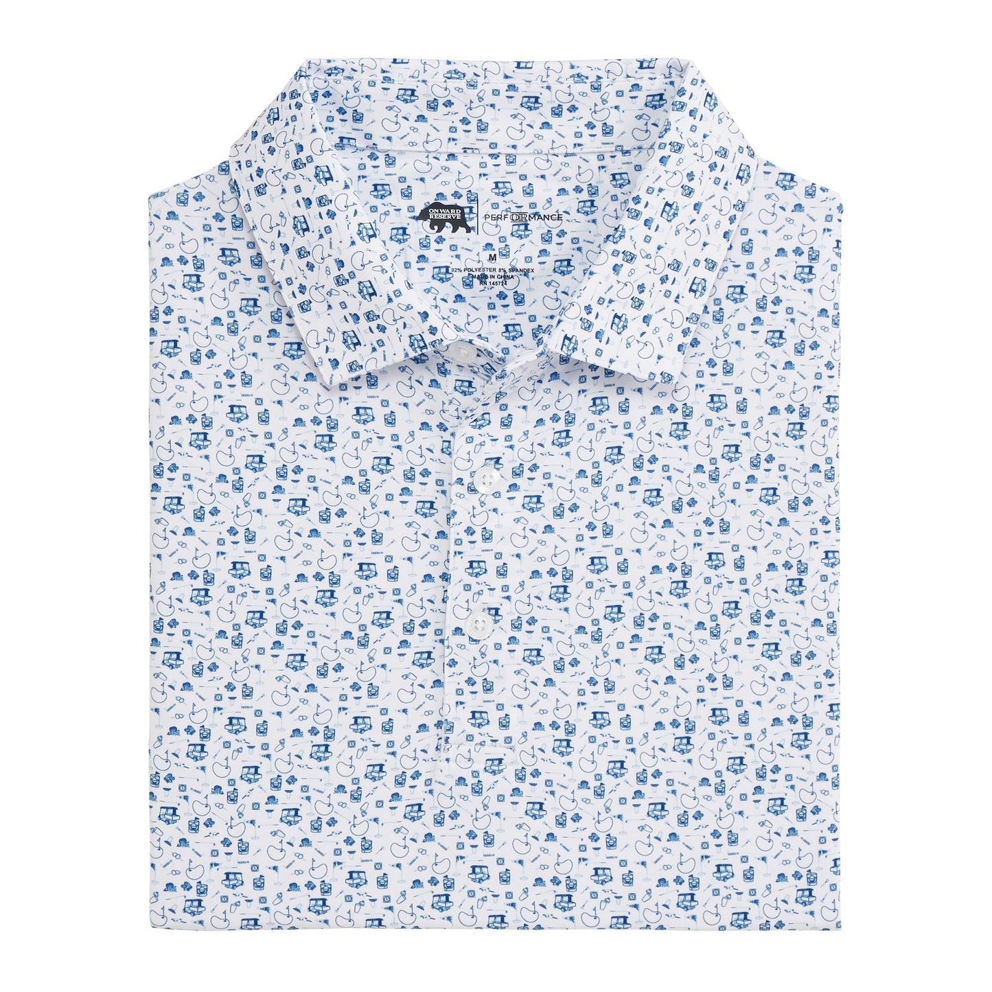 19th Hole Printed Performance Polo - Ensign Blue