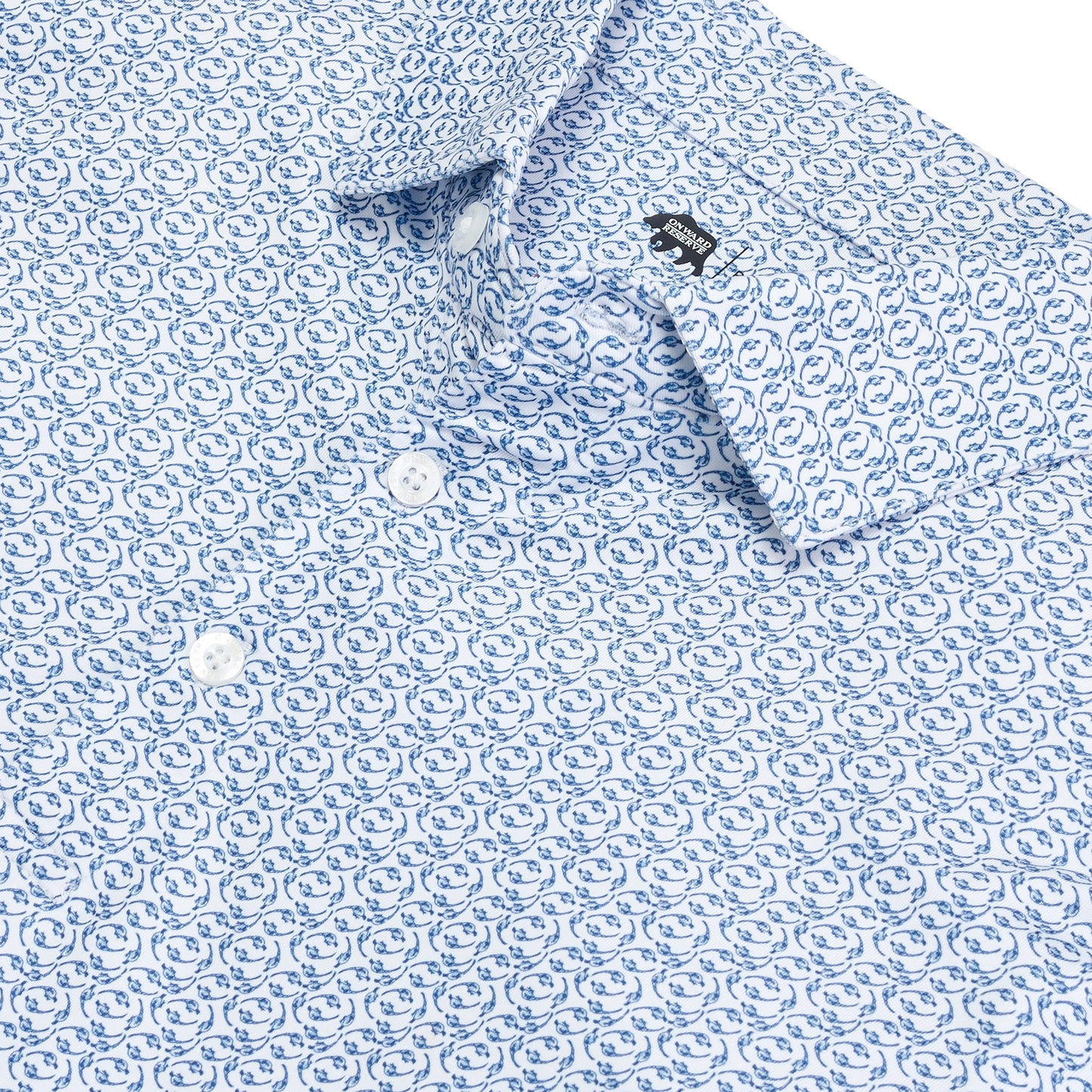 Bevy Printed Performance Polo - Blue Horizon