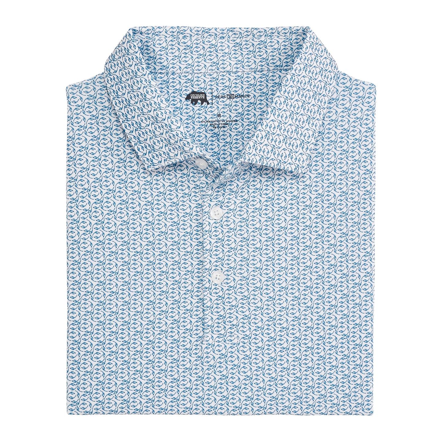 Bevy Printed Performance Polo - Blue Horizon