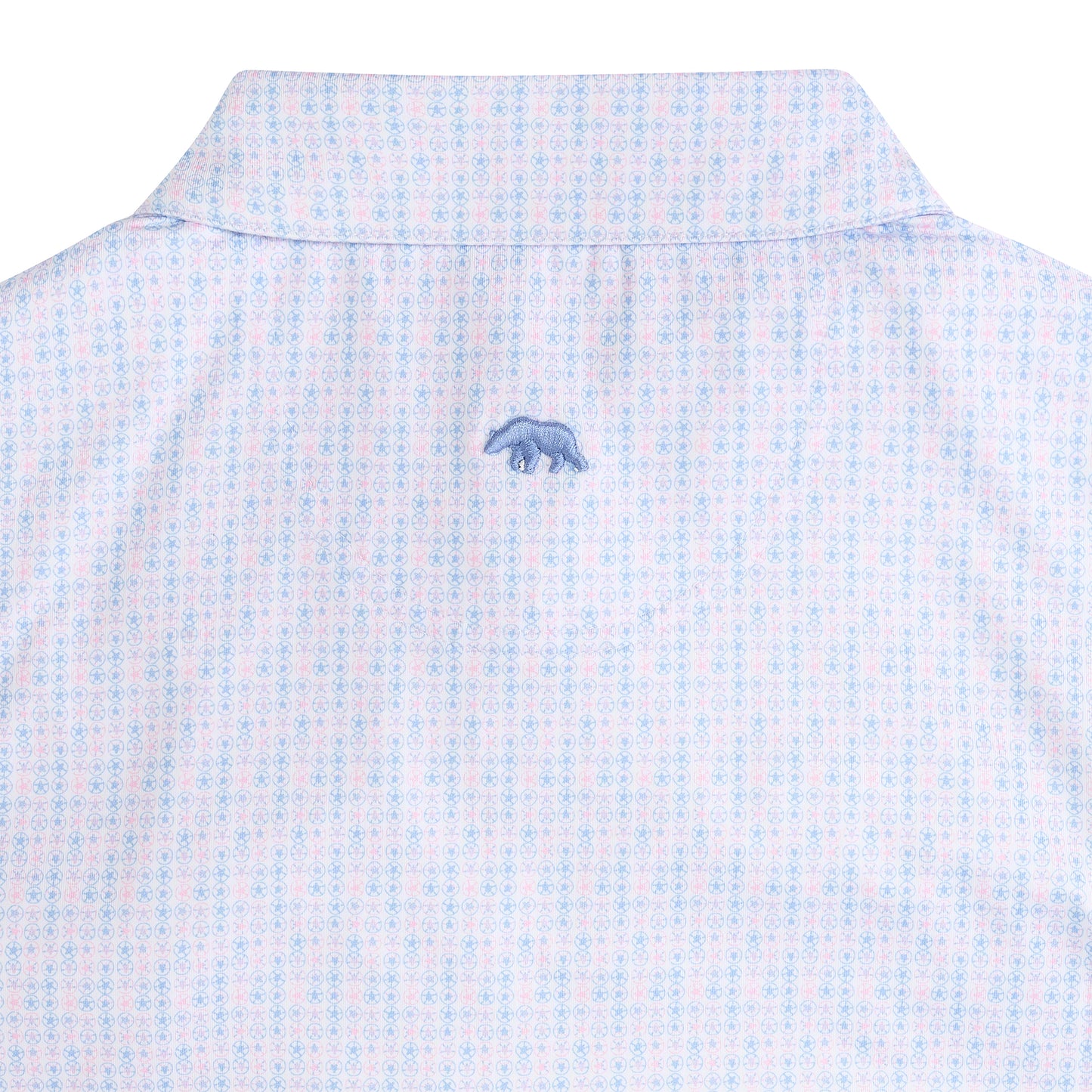 Shelling Out Printed Performance Polo - Sea Pink
