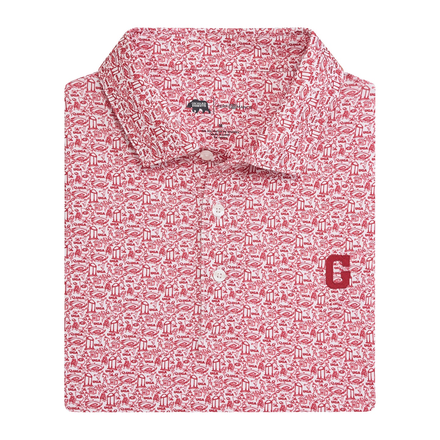 Georgia Icons Printed Performance Polo - White