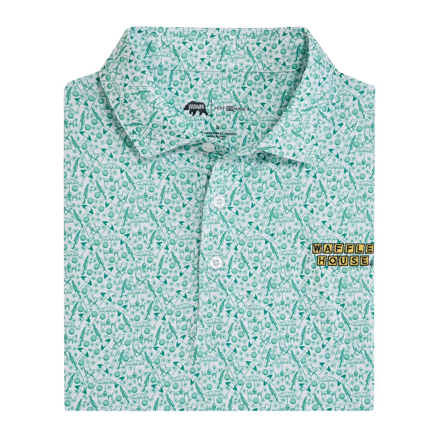Waffle House Golf Legend Printed Performance Polo - White