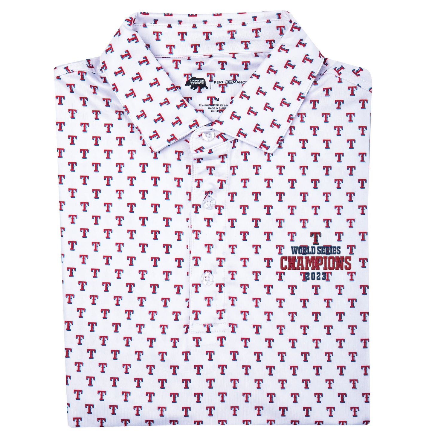 Texas Rangers World Series Printed Performance Polo