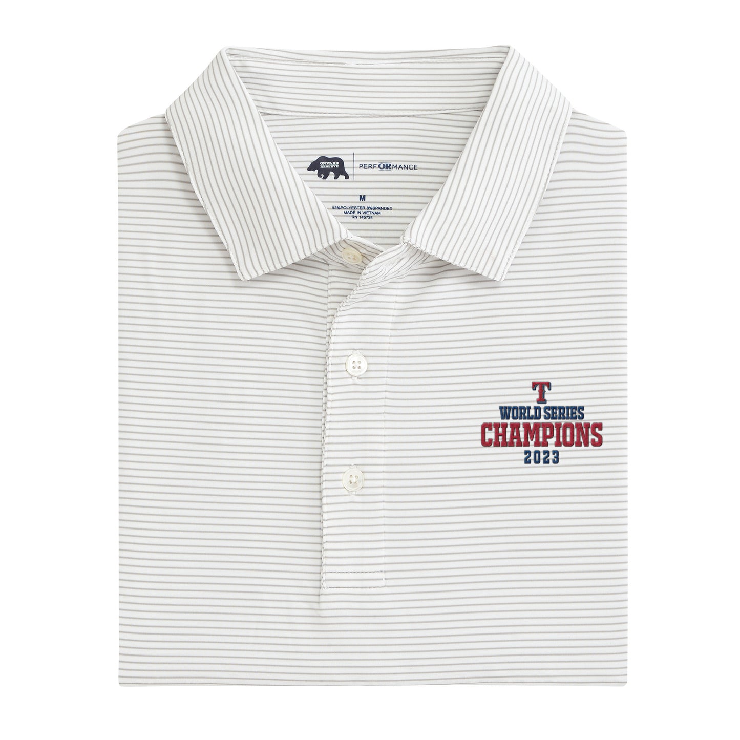Texas Rangers World Series Birdie Stripe Performance Polo