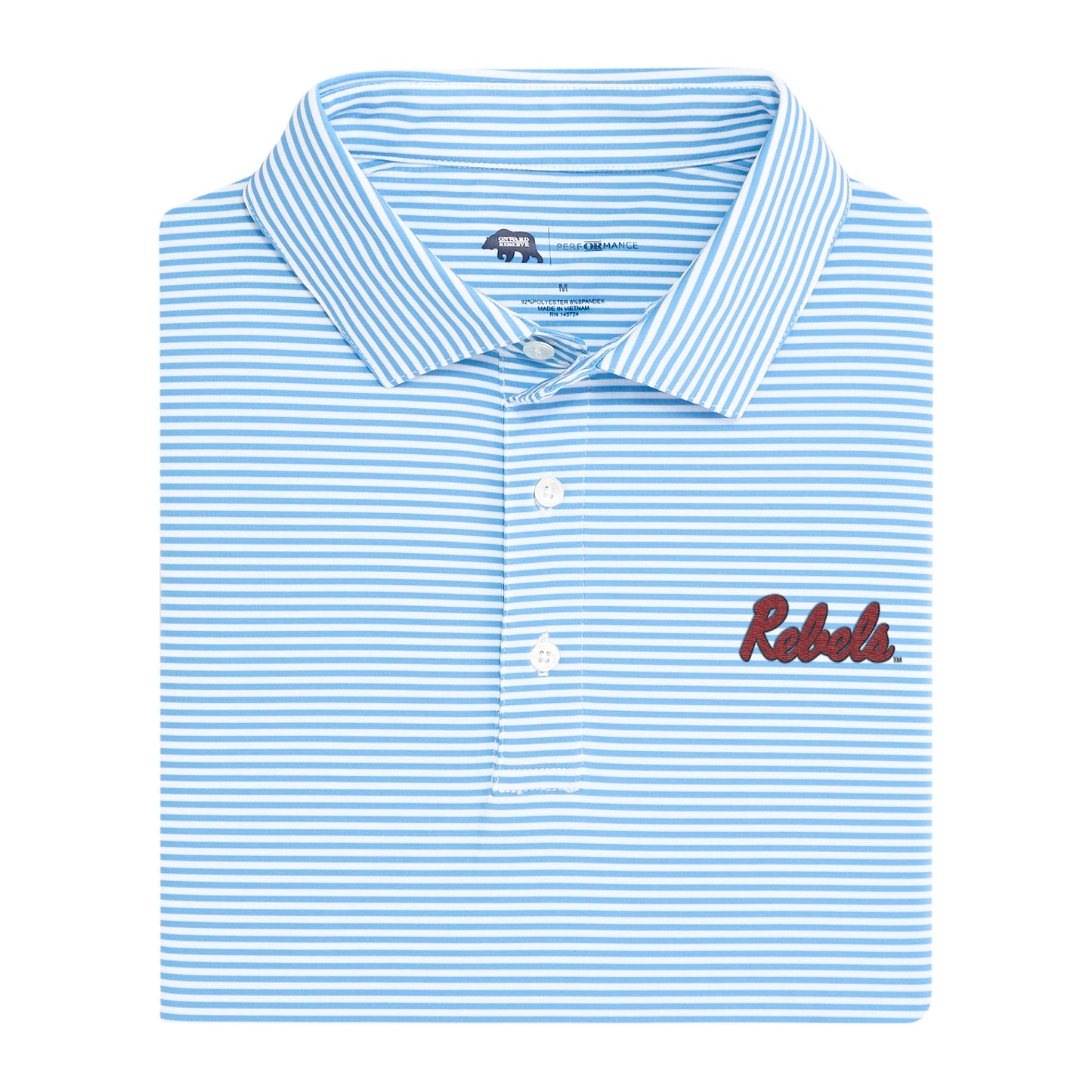 Ole Miss Rebels Echo Stripe Performance Polo - Sky