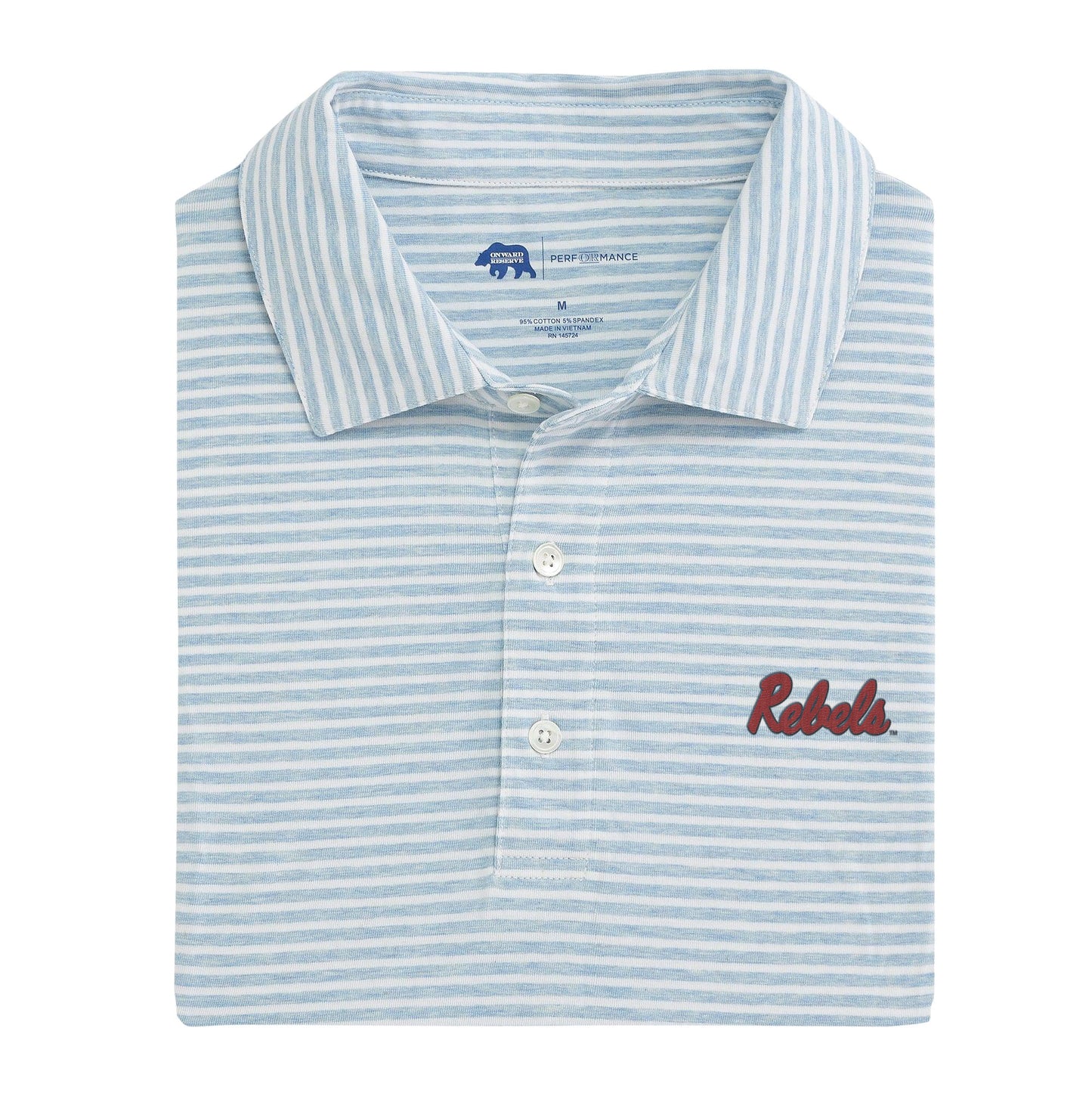 Ole Miss Rebels Row Stripe Icon Polo - Sky