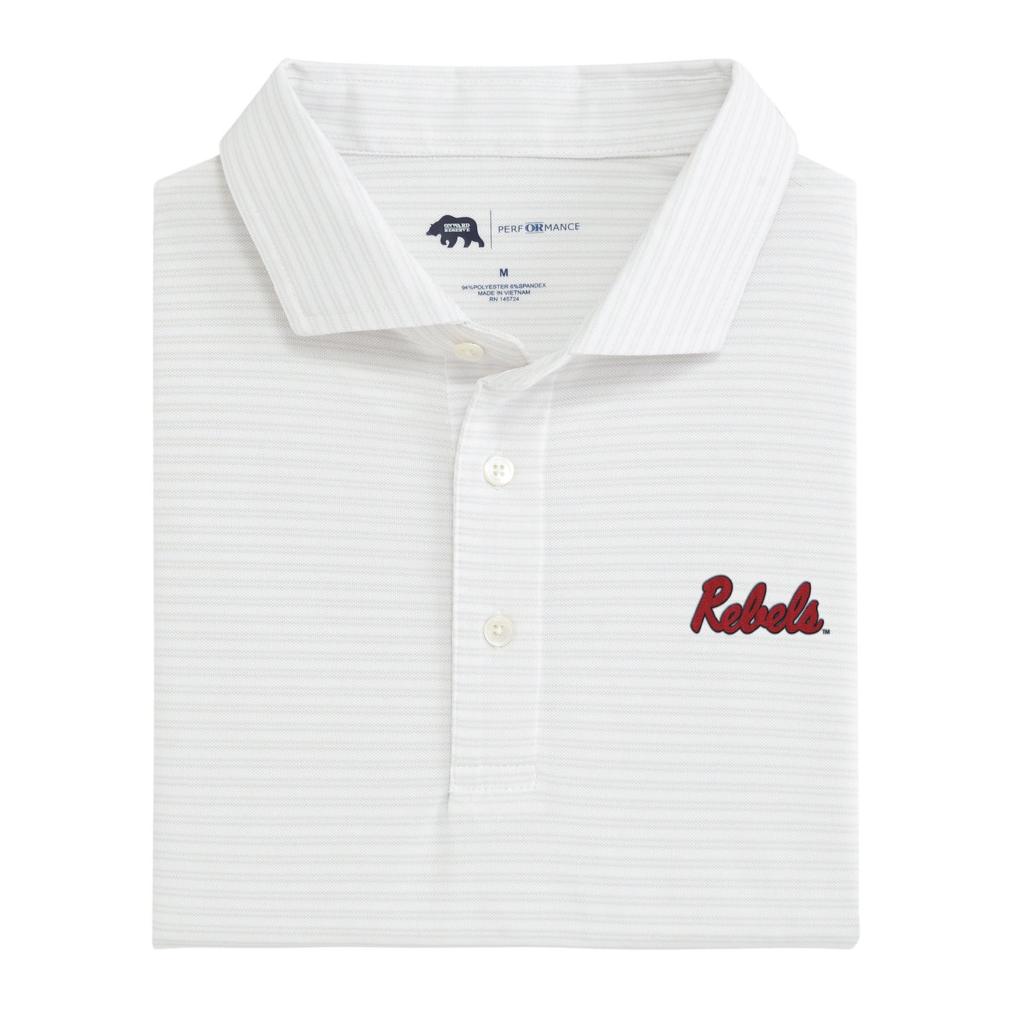 Ole Miss Rebels Pairing Stripe Performance Pique Polo - Mirage Grey