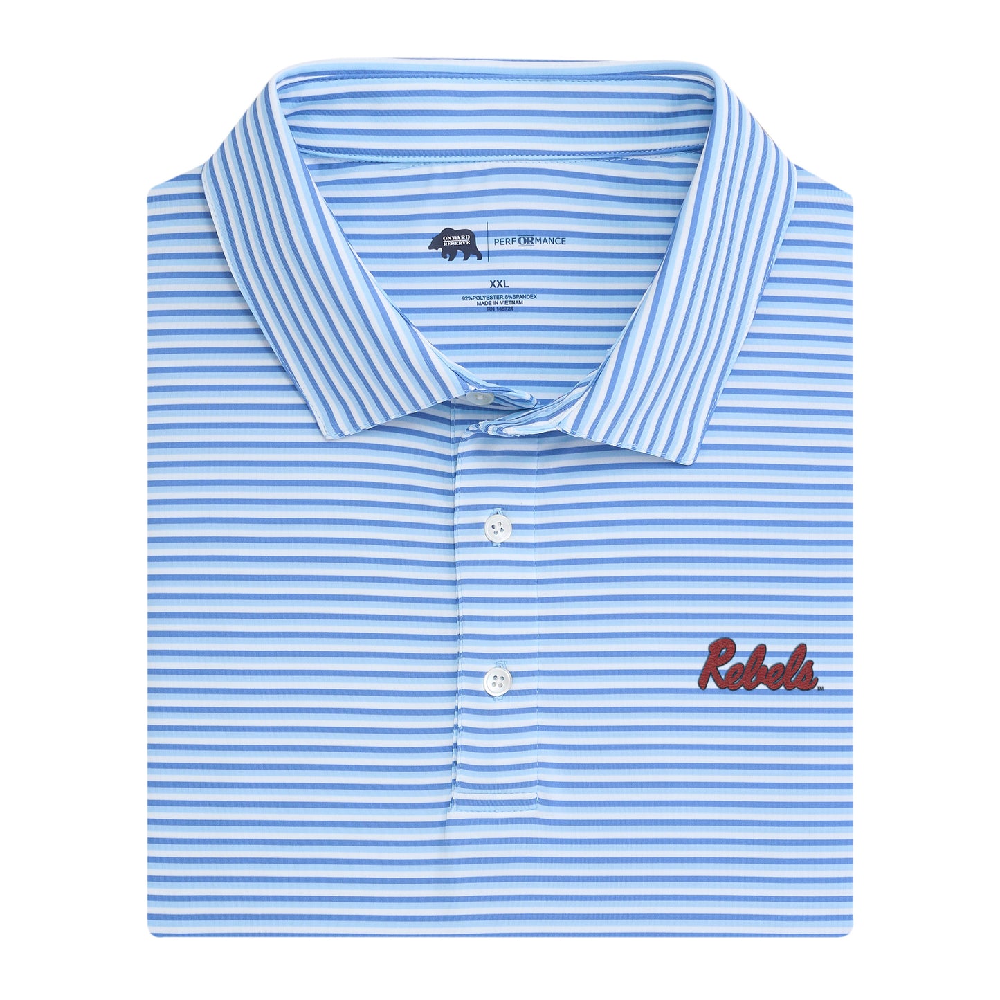 Ole Miss Rebels Tri Stripe Performance Polo - Blue Horizon