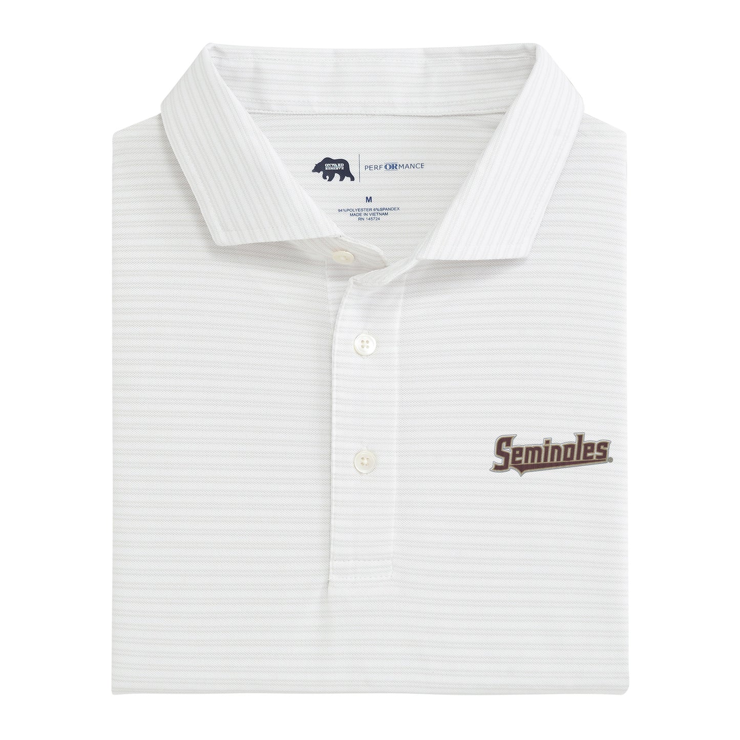 Seminoles Script Pairing Stripe Performance Pique Polo - Mirage Grey
