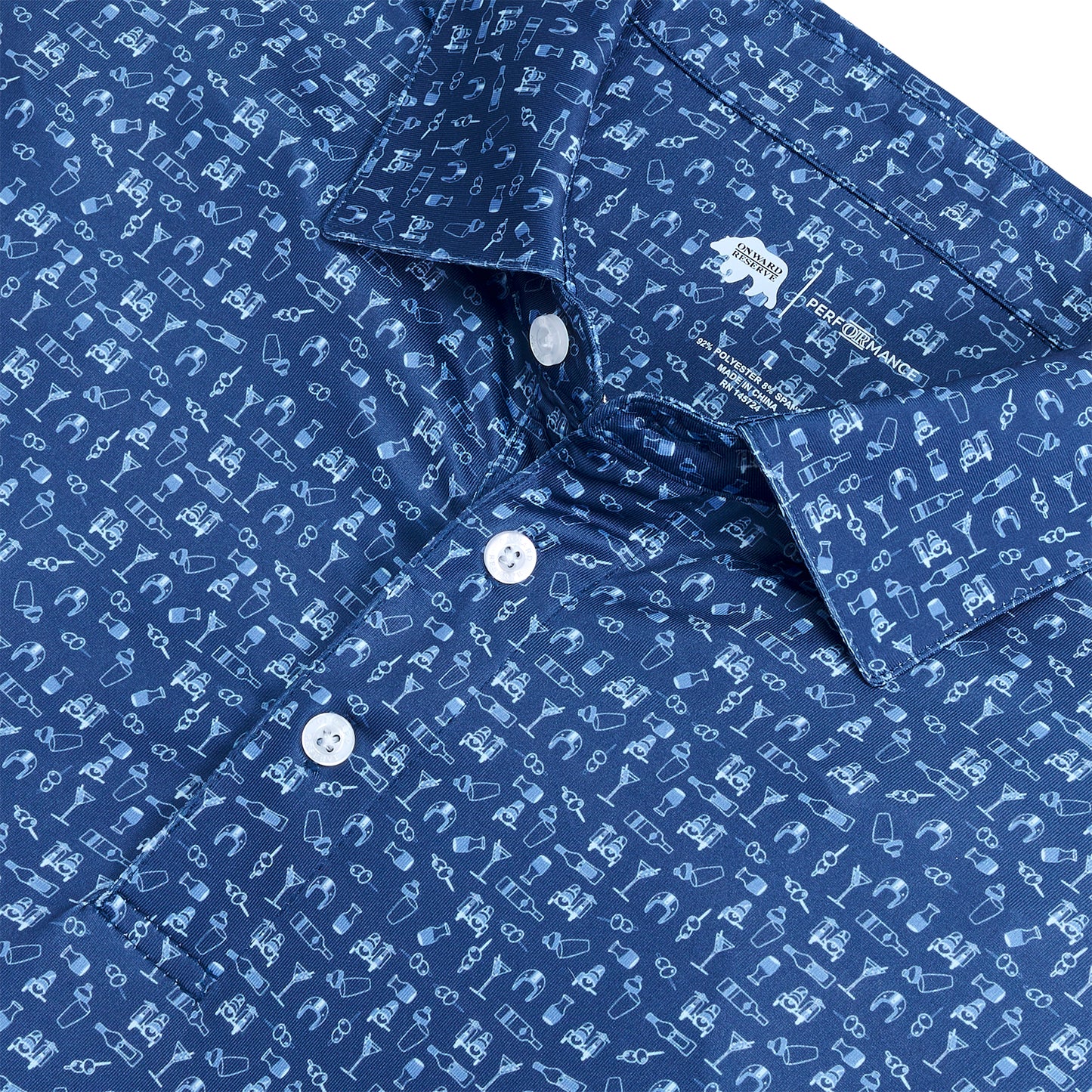 Sidecar Printed Performance Polo - Blue Horizon