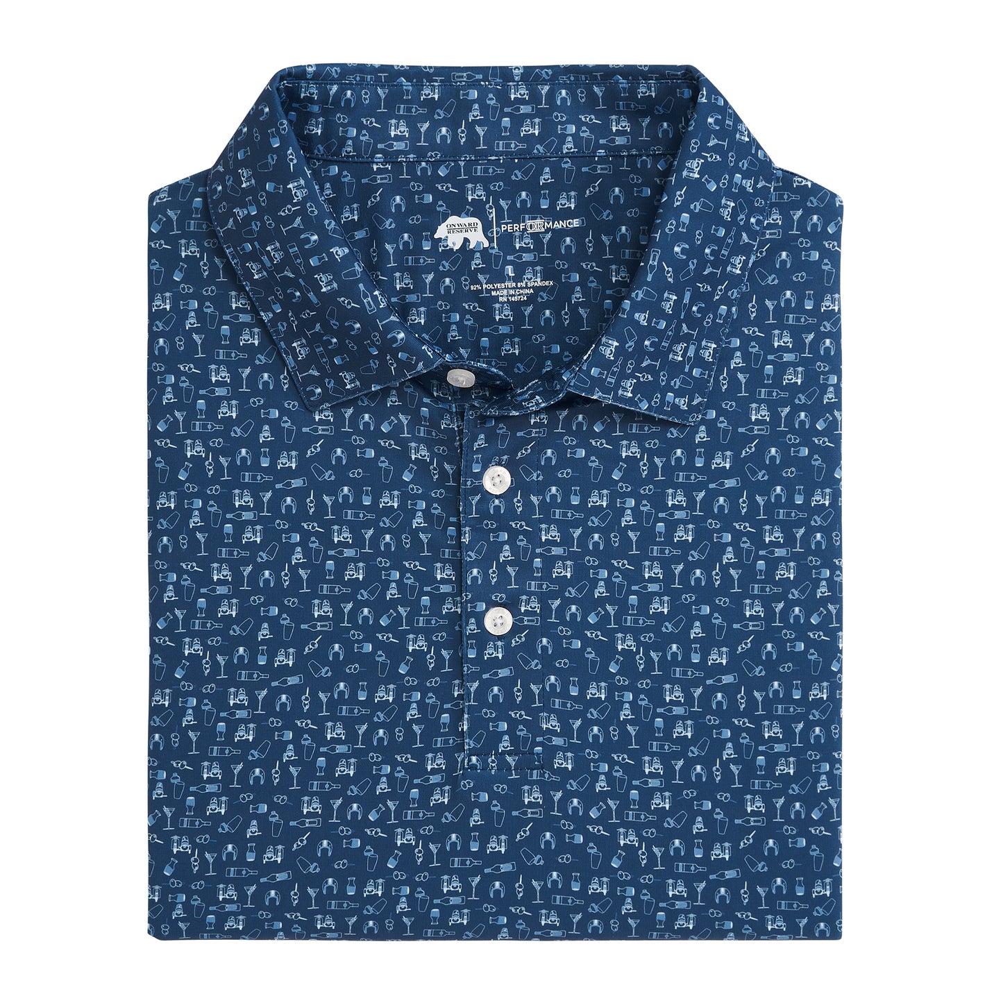 Sidecar Printed Performance Polo - Blue Horizon