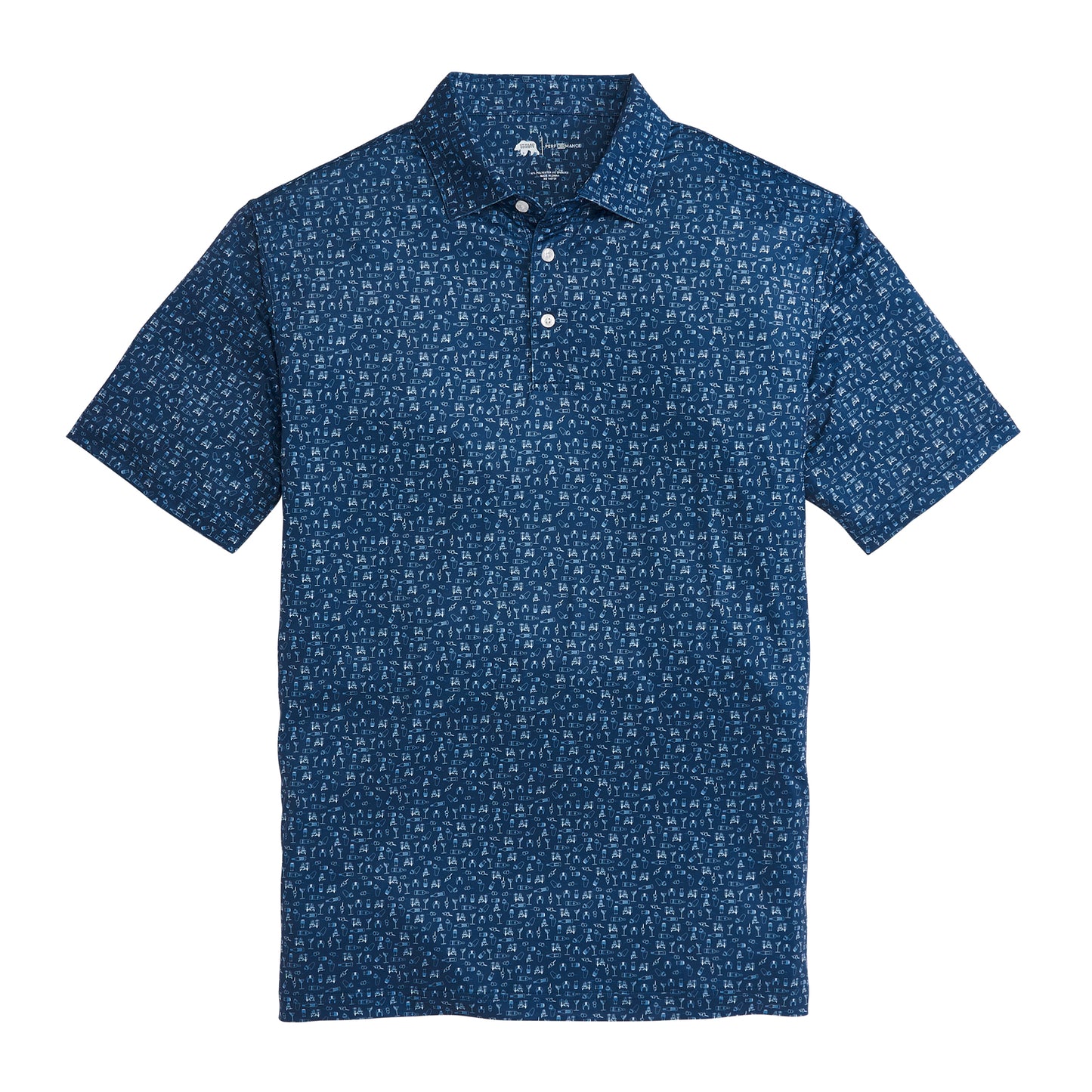 Sidecar Printed Performance Polo - Blue Horizon