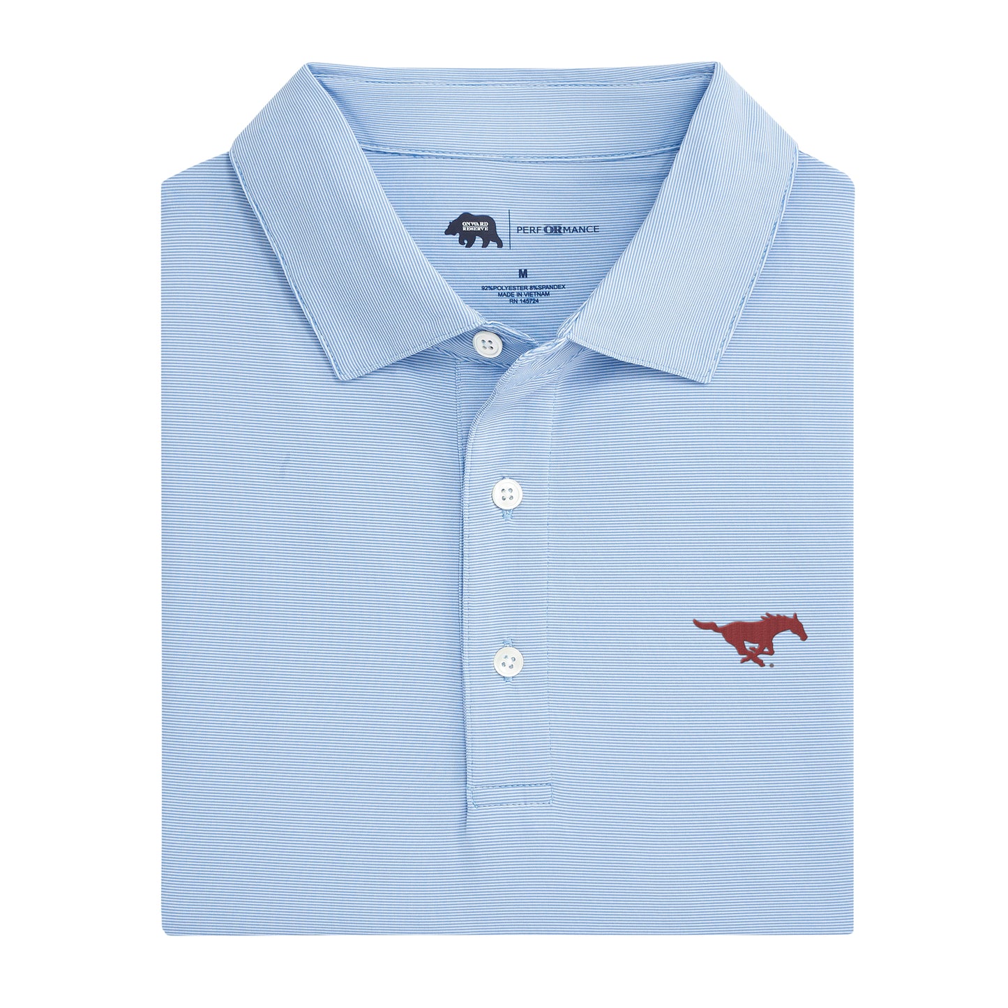 SMU Hairline Stripe Performance Polo - Sky