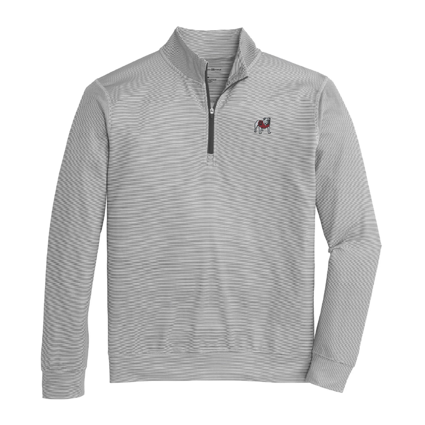 Standing Bulldog Hairline Stripe Printed Performance 1/4 Zip - Black