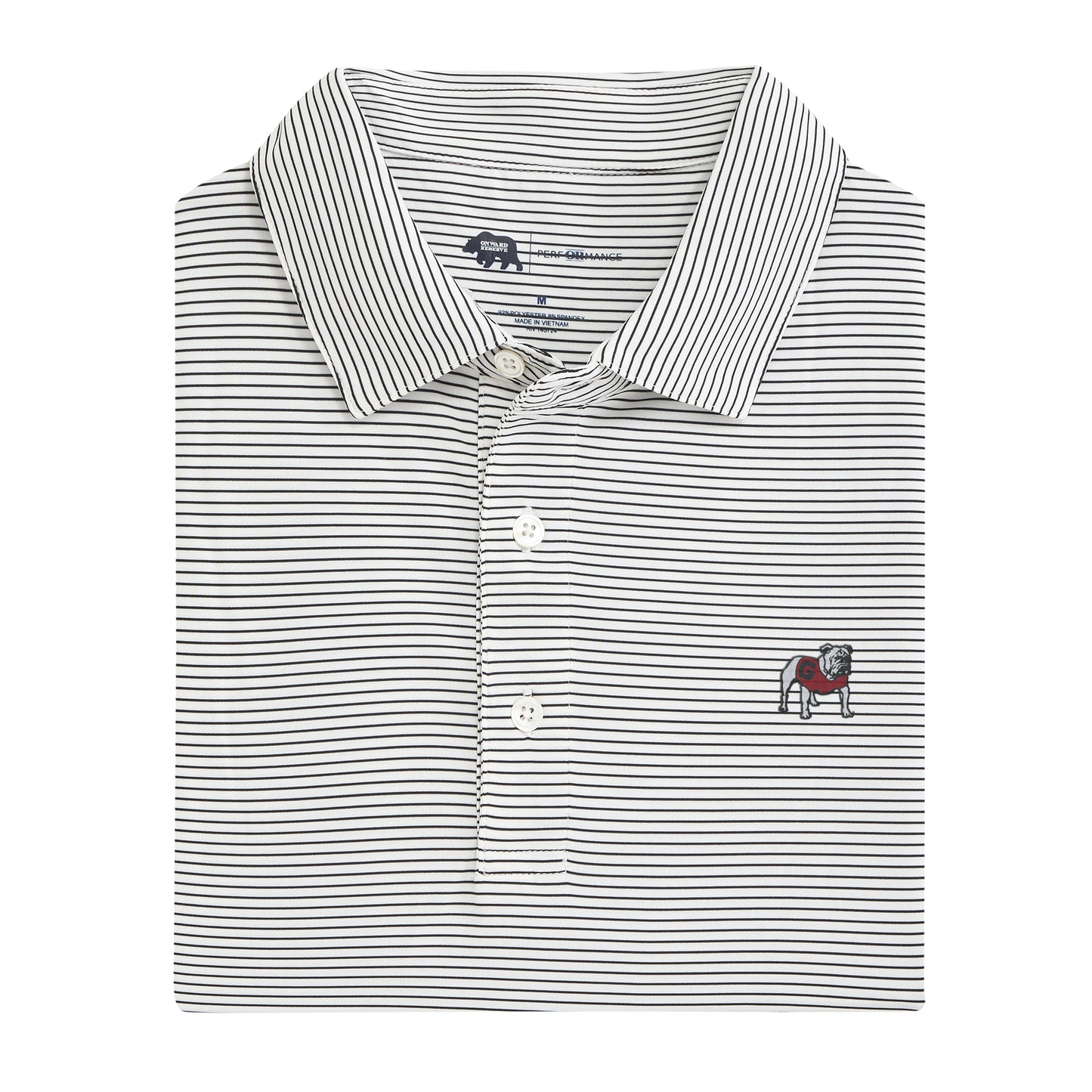 Standing Bulldog Birdie Stripe Polo - White/Black