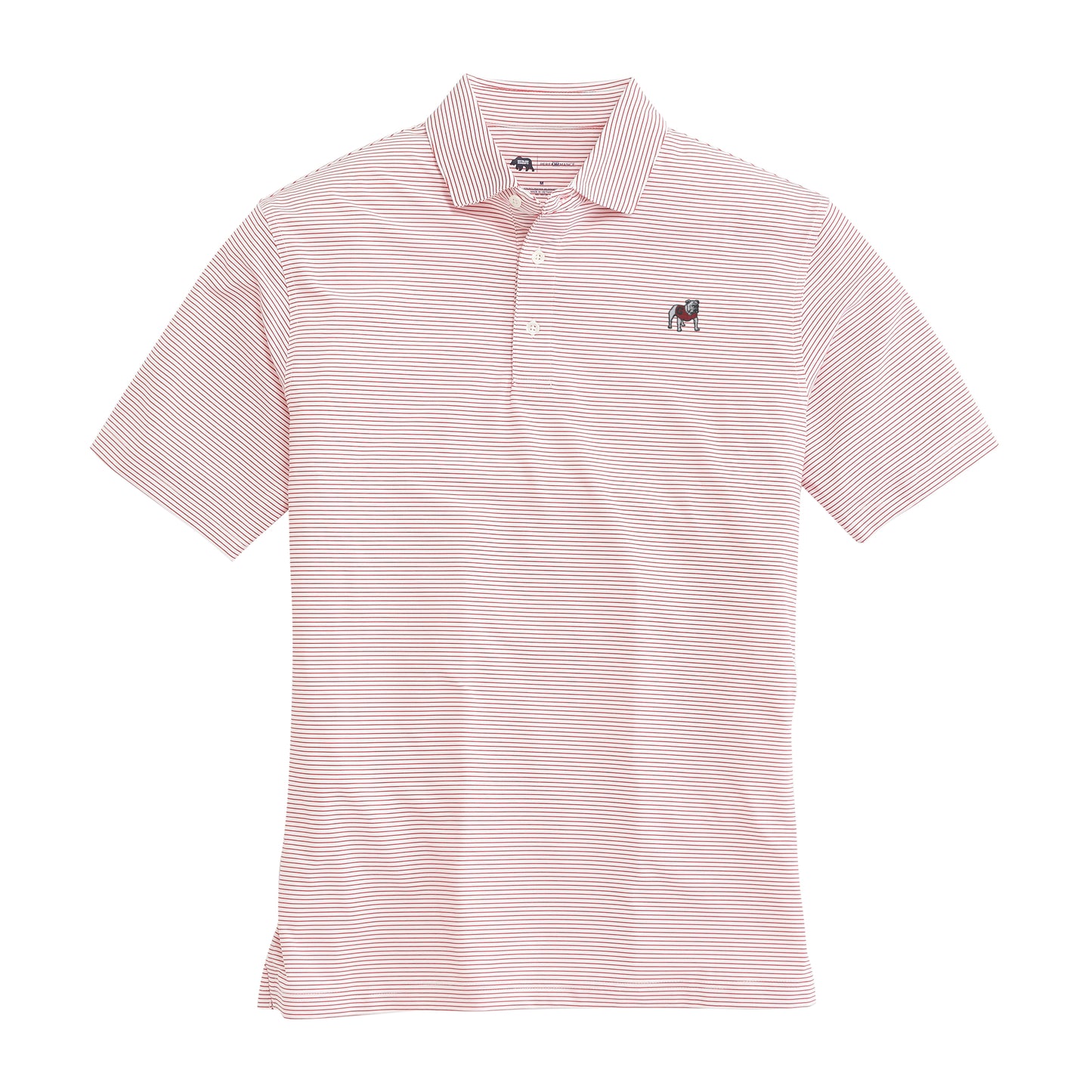 UGA Standing Bulldog Birdie Stripe Performance Polo - White/Red