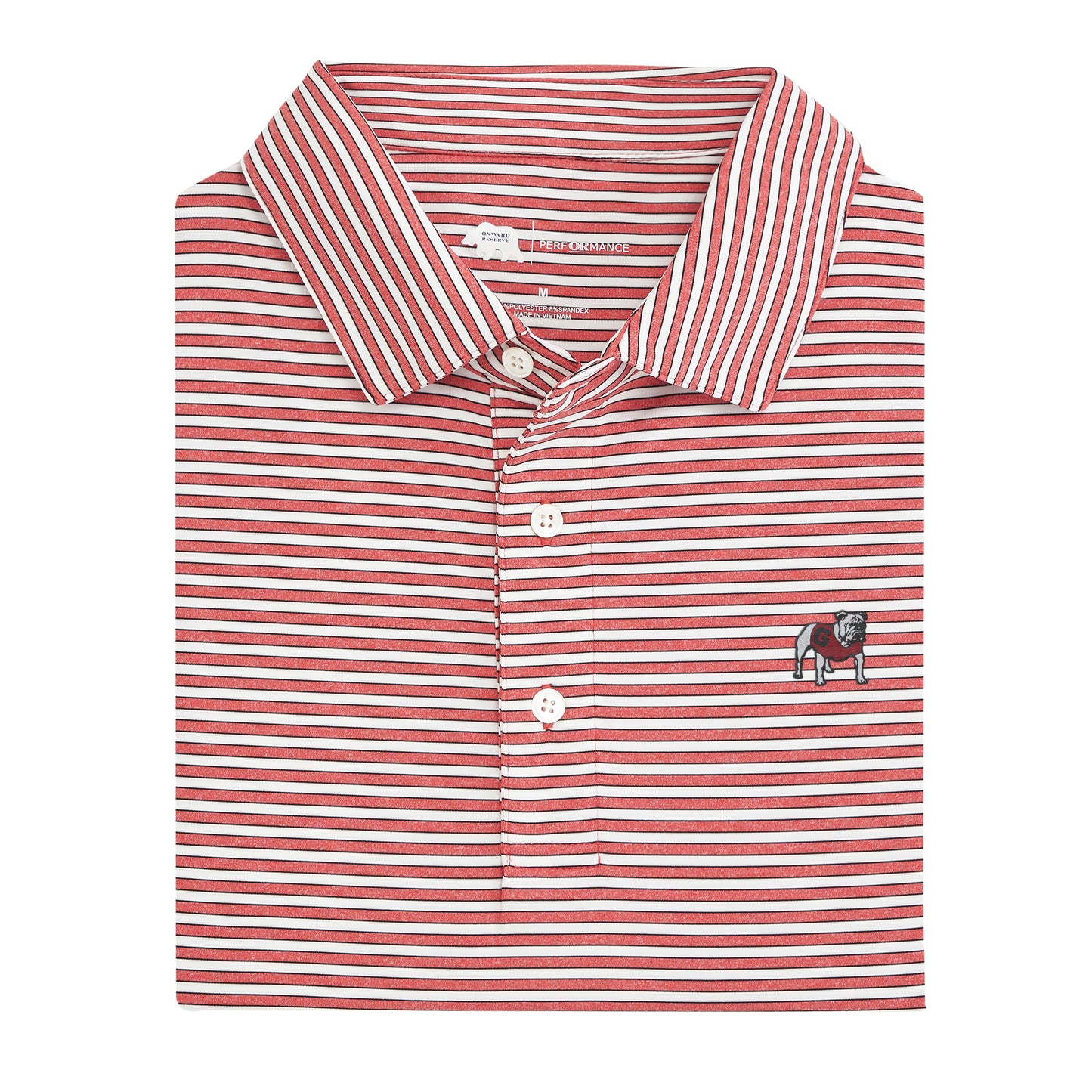 Standing Bulldog Mulligan Stripe Performance Polo
