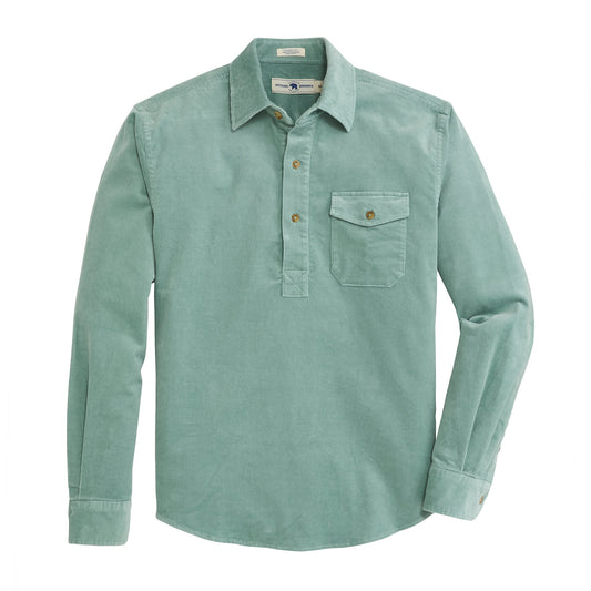 Stretch Cord Half Button Shirt - Surf