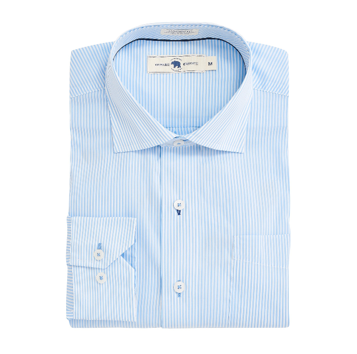 Stripe Tailored Fit Spread Quad Woven - Sky