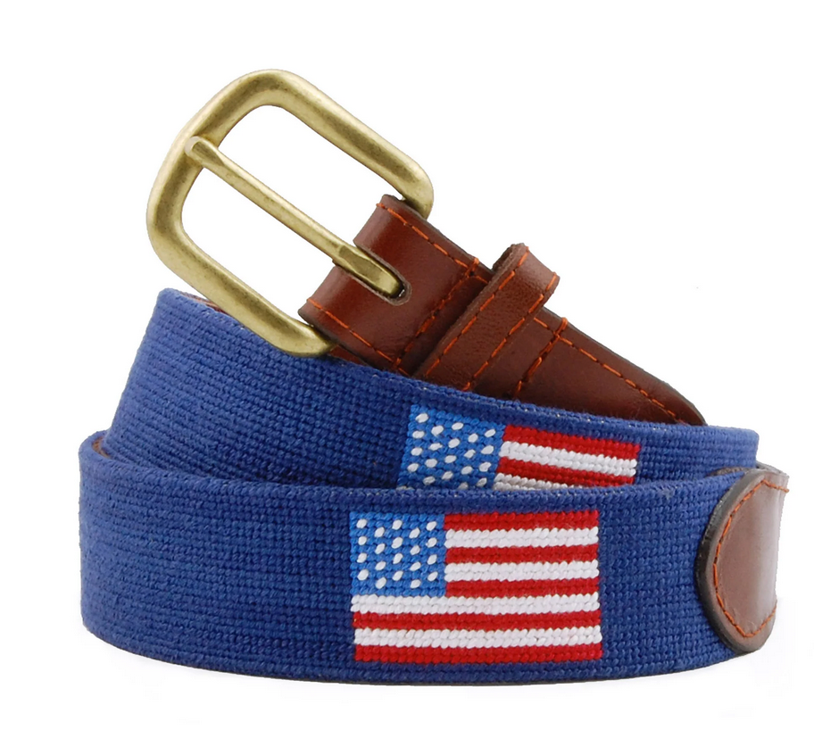 American Flag Needlepoint Belt - Classic Navy