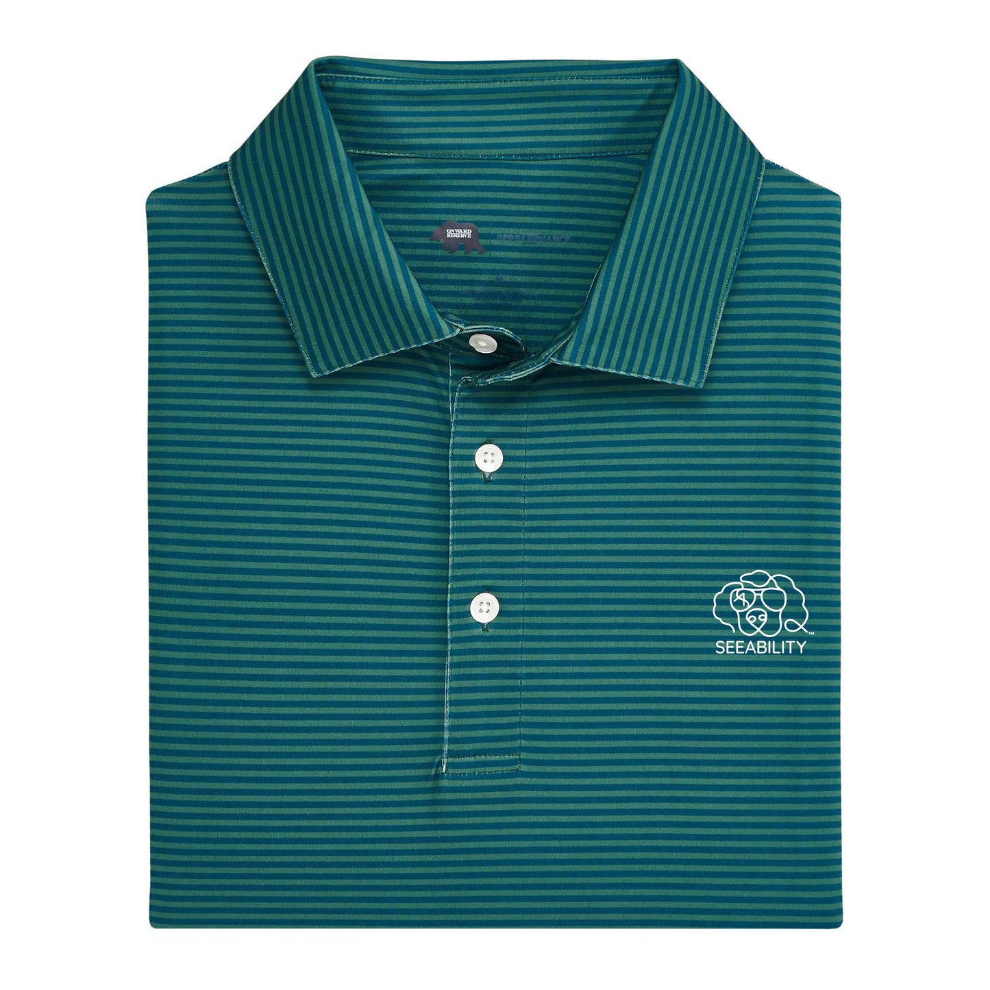 Seeability Echo Stripe Performance Polo - Blue Wing Teal