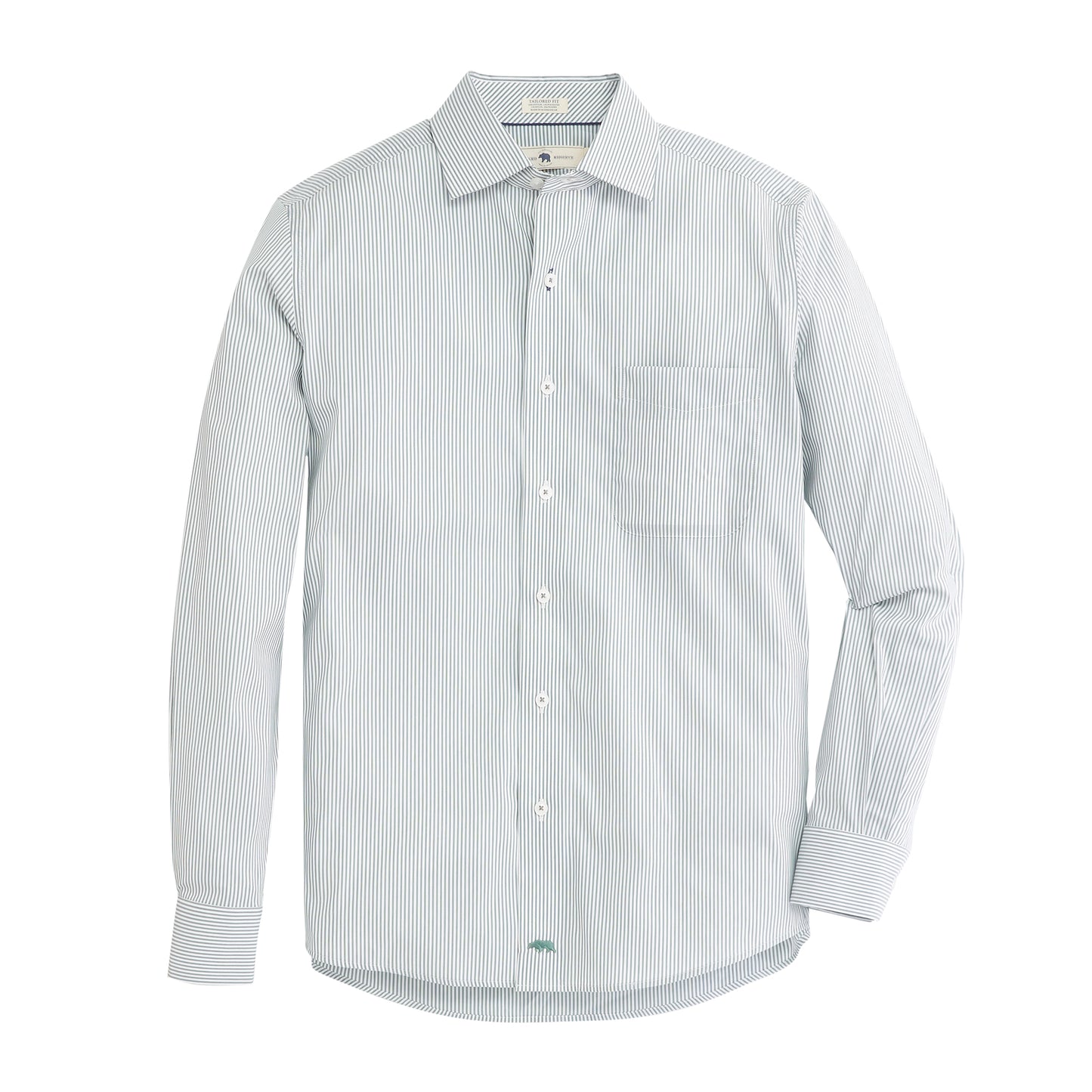 Dark Forest Stripe Tailored Fit Spread Quad Button Down